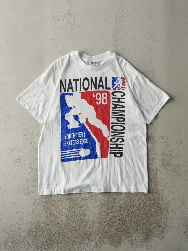 Vintage 98' White USA National Championship Youth Tier 1 Tee (M) sold by Rebalance Vintage