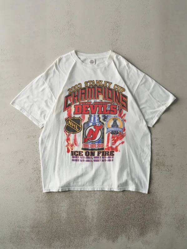 Vintage 03' White New Jersey Devils Stanley Cup Champions Tee (L) sold by Rebalance Vintage
