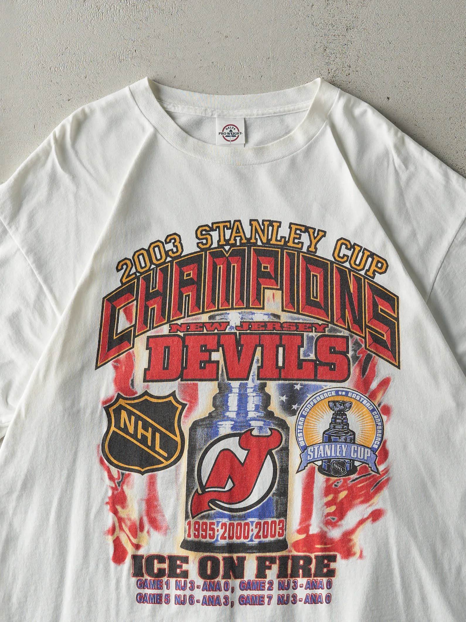Vintage 03' White New Jersey Devils Stanley Cup Champions Tee (L) sold by Rebalance Vintage product image thumbnail 3
