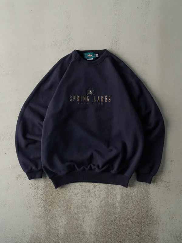 Vintage 90s Navy Blue Spring Lakes Golf Club Embroidered Crewneck (L) sold by Rebalance Vintage