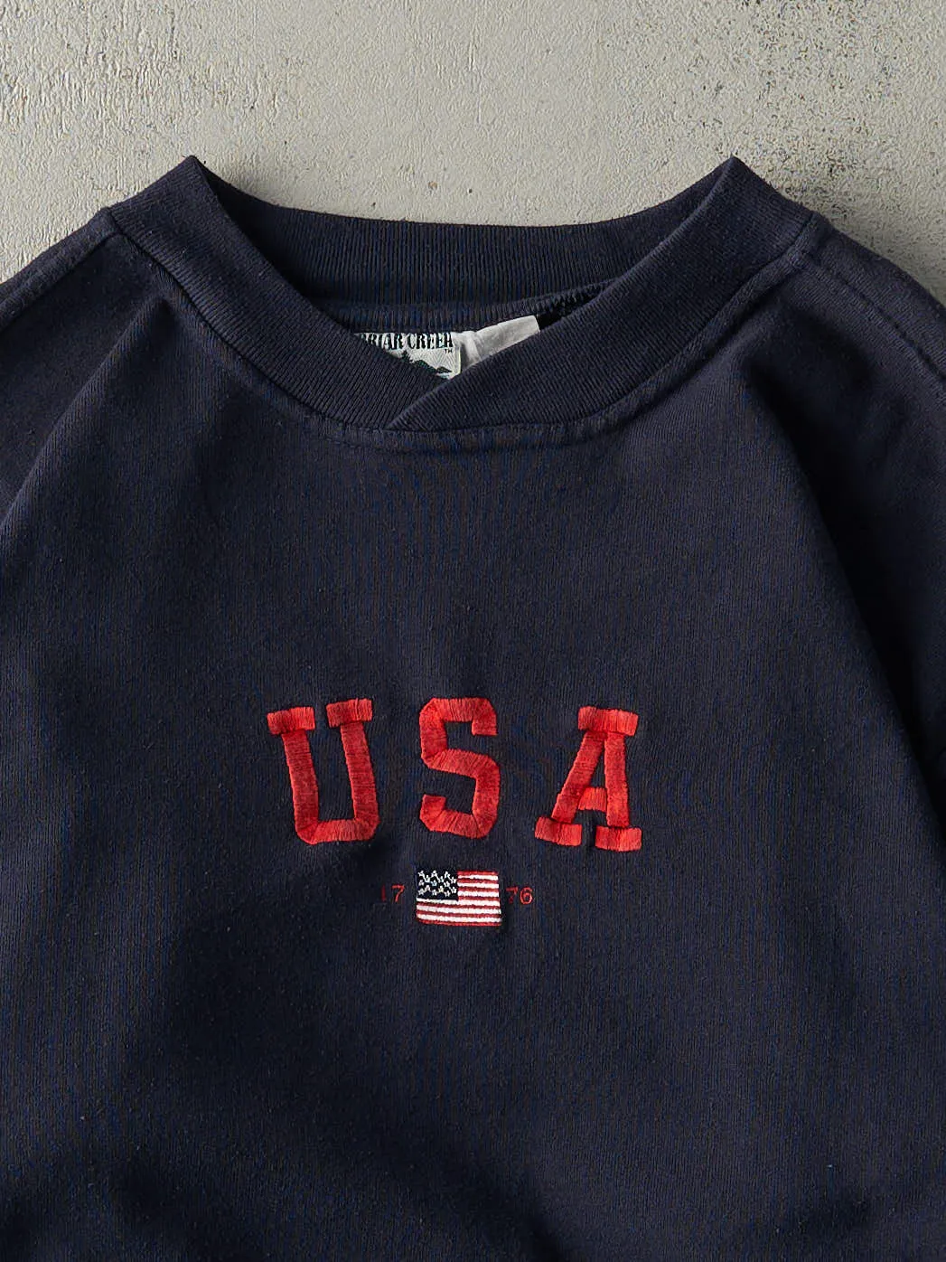 Vintage 90s Navy Blue Embroidered USA Crewneck (M) sold by Rebalance Vintage product image thumbnail 2