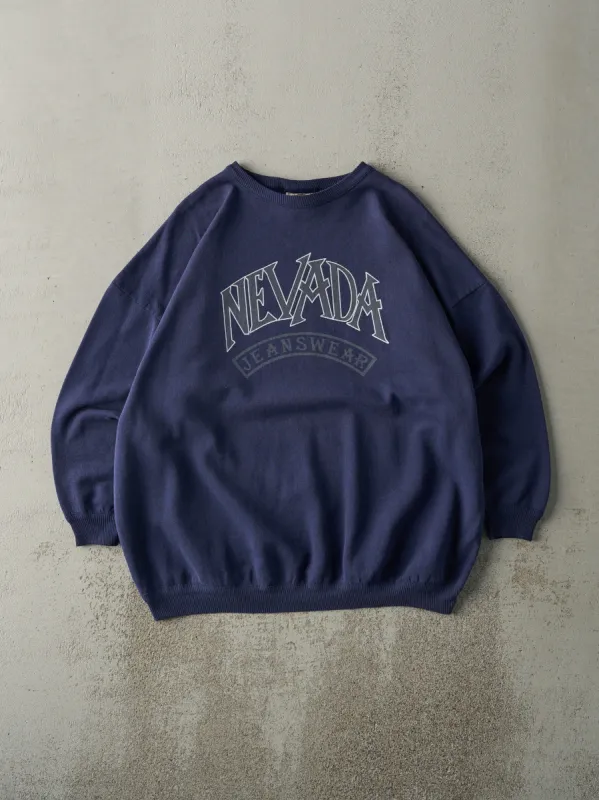 Vintage 90s Navy Blue Nevada Jeans Wear Crewneck (XL) sold by Rebalance Vintage