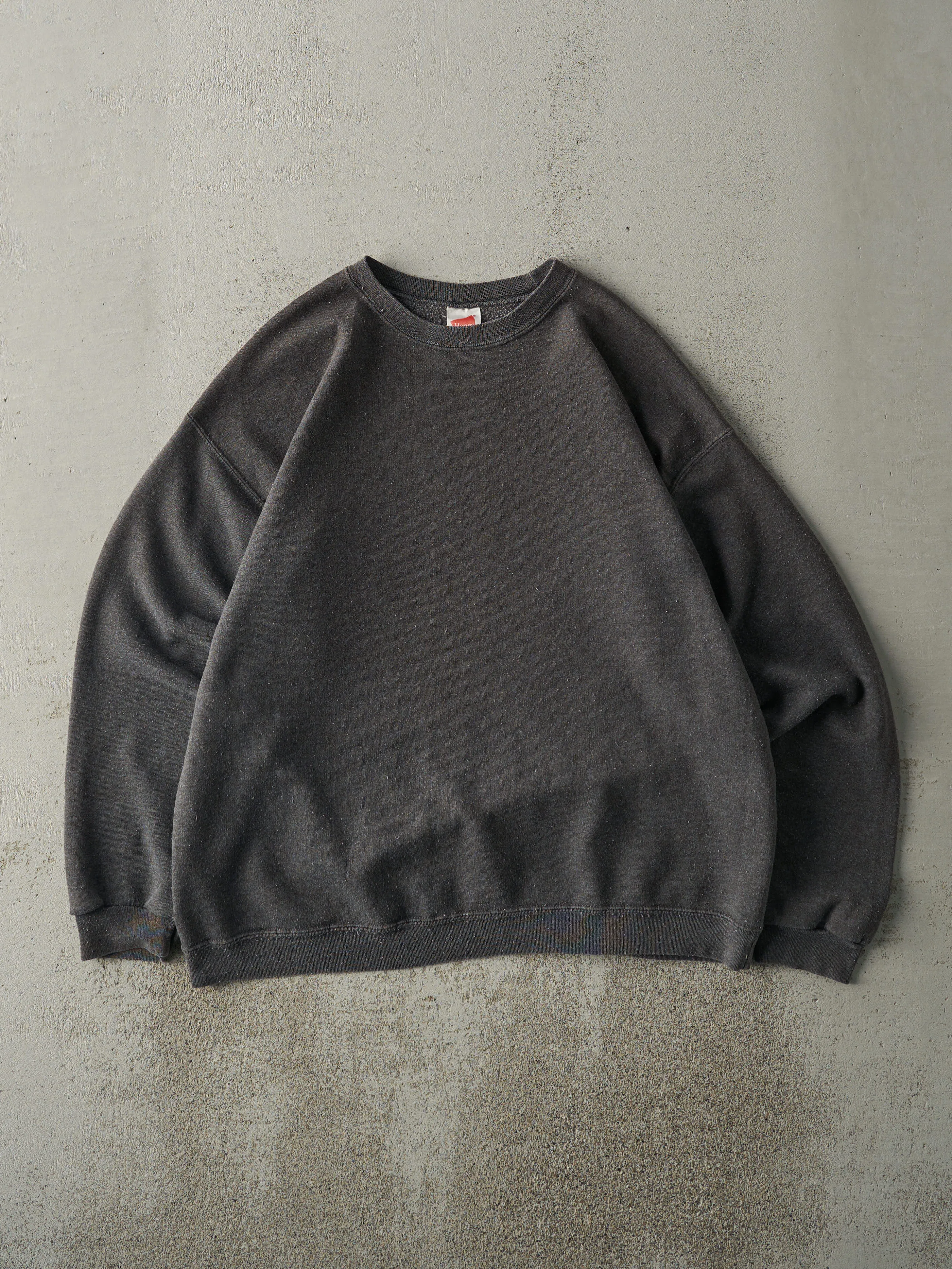 Vintage 90s Charcoal Grey Blank Crewneck (L) sold by Rebalance Vintage