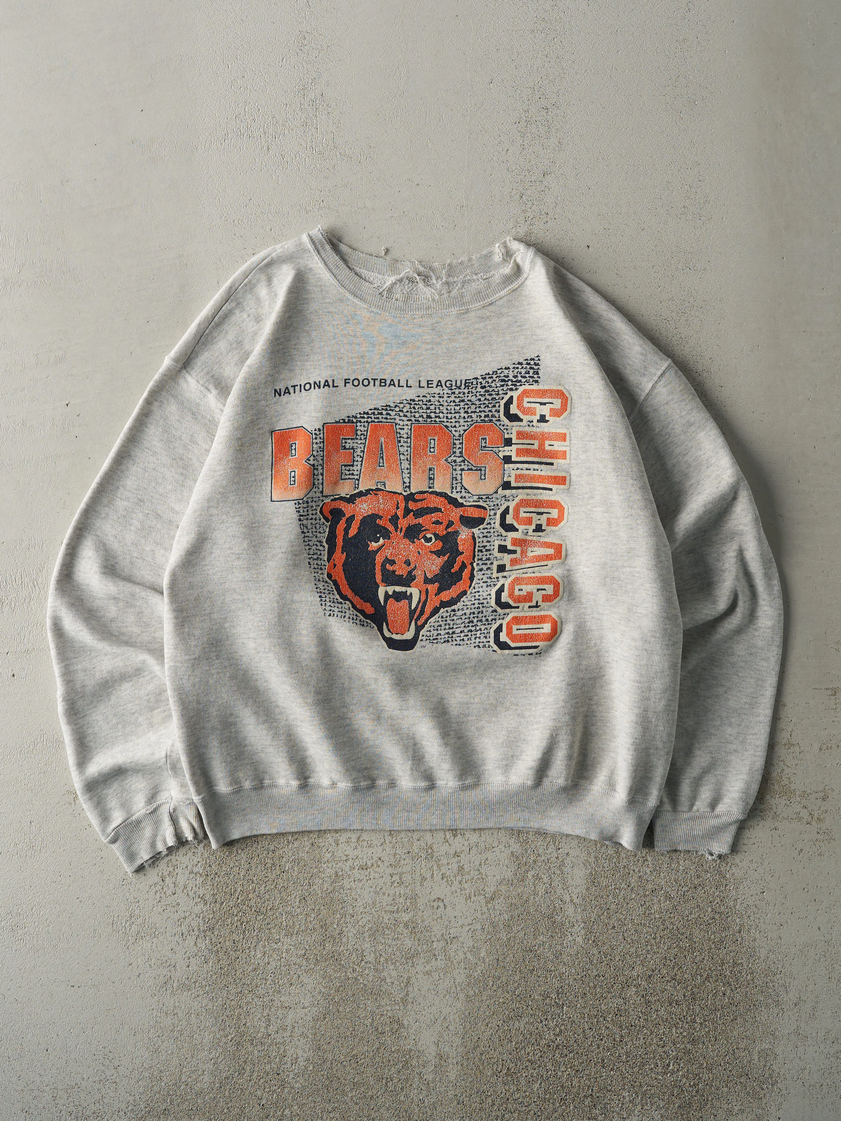 Vintage 90s Heather Grey Chicago Bears Crewneck (L) sold by Rebalance Vintage