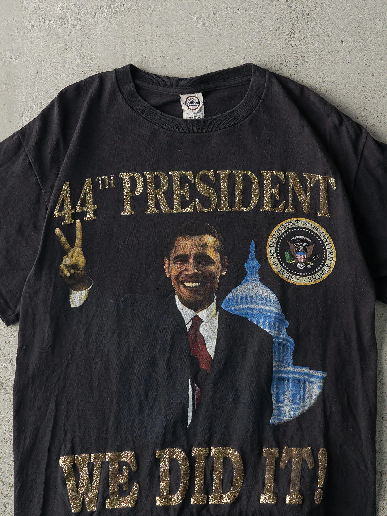 Vintage Y2K Black Barack Obama Tee (M) sold by Rebalance Vintage product image thumbnail 3