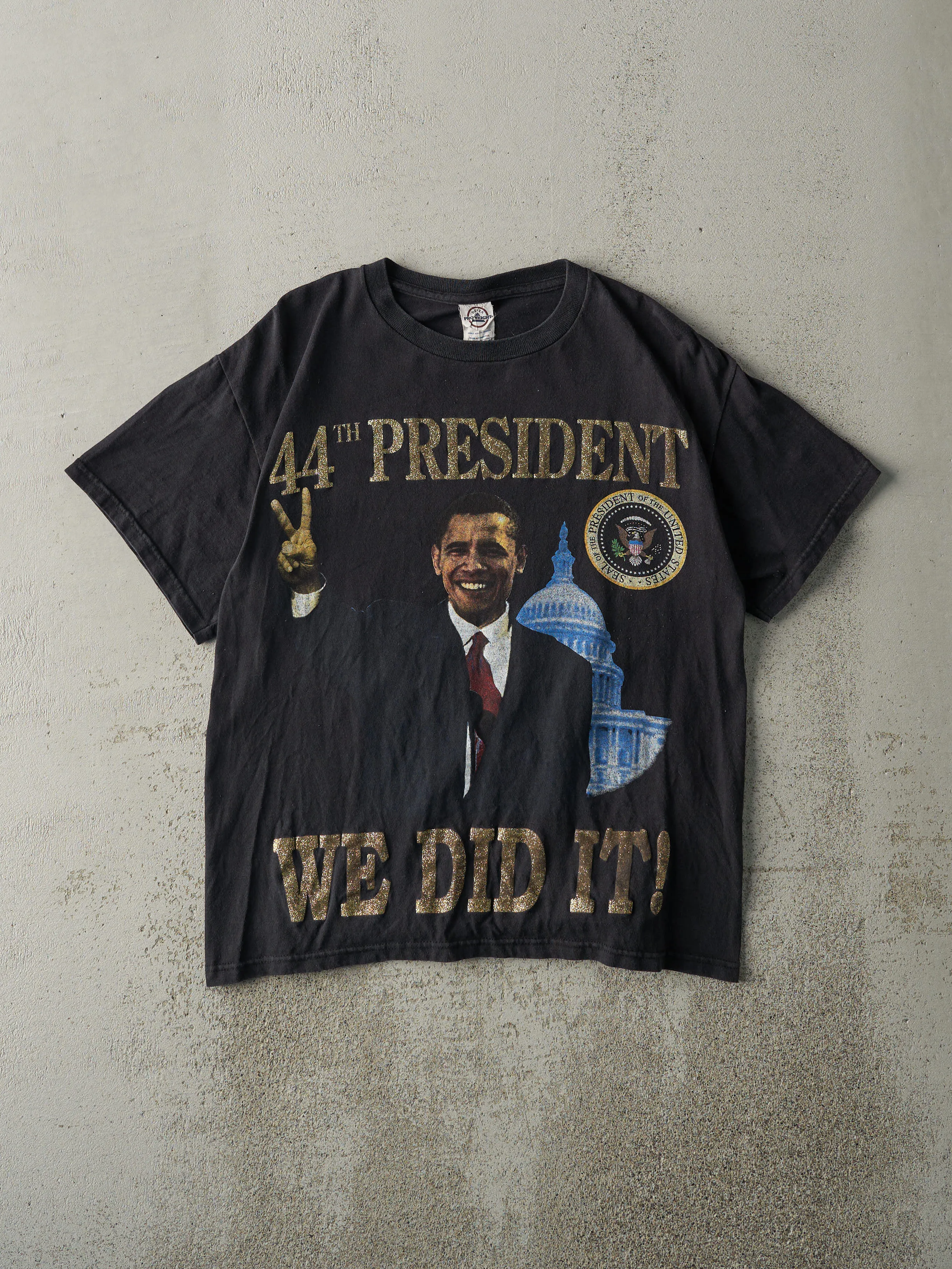 Vintage Y2K Black Barack Obama Tee (M) sold by Rebalance Vintage