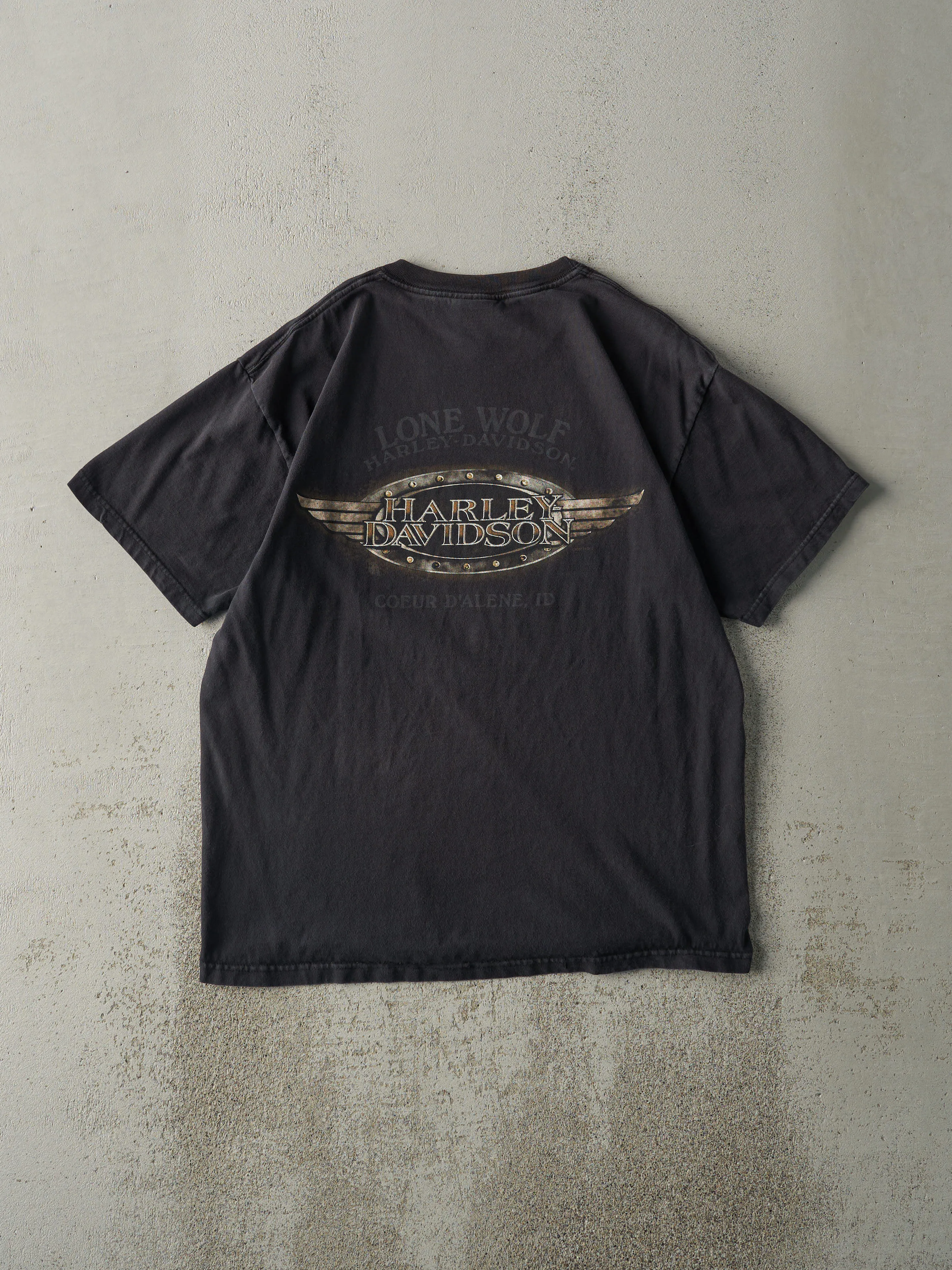 Vintage 07' Black Coeur D'Alene ID Harley Davidson Tee (M) sold by Rebalance Vintage