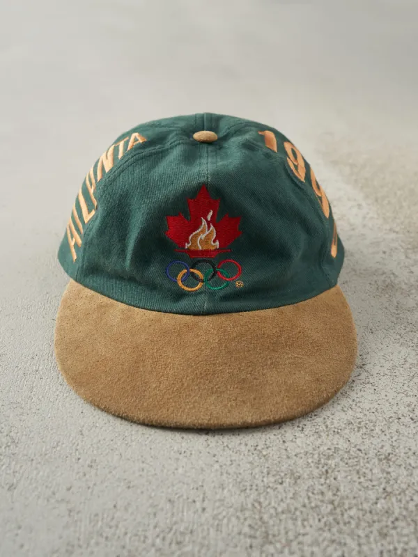 Vintage 96' Green Atlanta Olympics Canada Leather Strap Back Hat sold by Rebalance Vintage