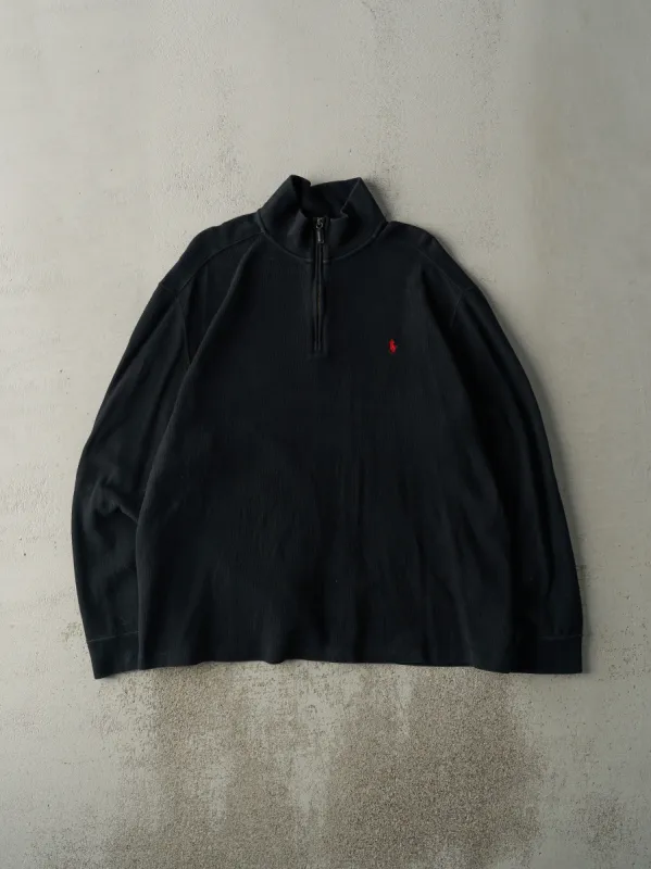 Vintage Black Polo Ralph Lauren Embroidered Thermal Quarter Zip (XL) sold by Rebalance Vintage