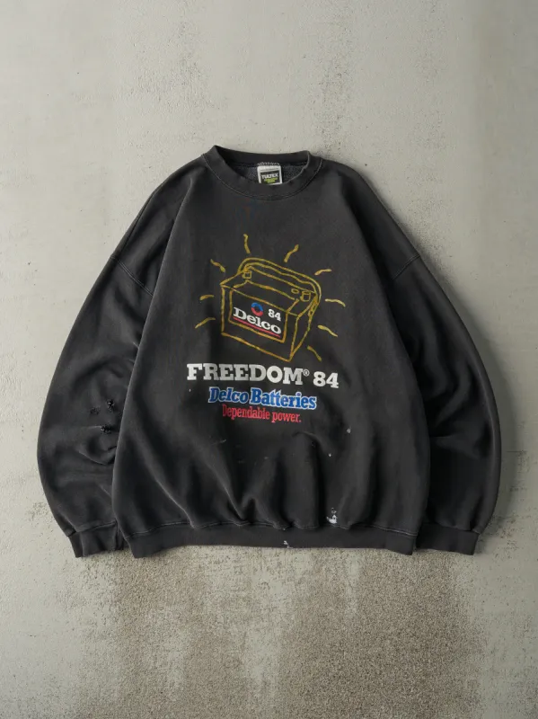 Vintage 90s Faded Black Delco Batteries Crewneck (L) sold by Rebalance Vintage