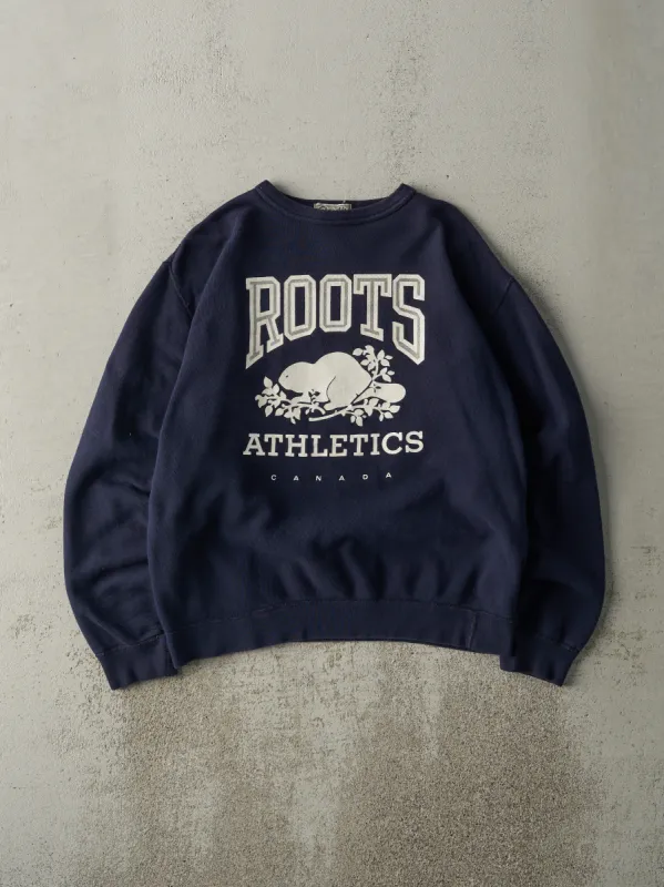 Vintage 90s Navy Blue Roots Athletics Crewneck (M) sold by Rebalance Vintage