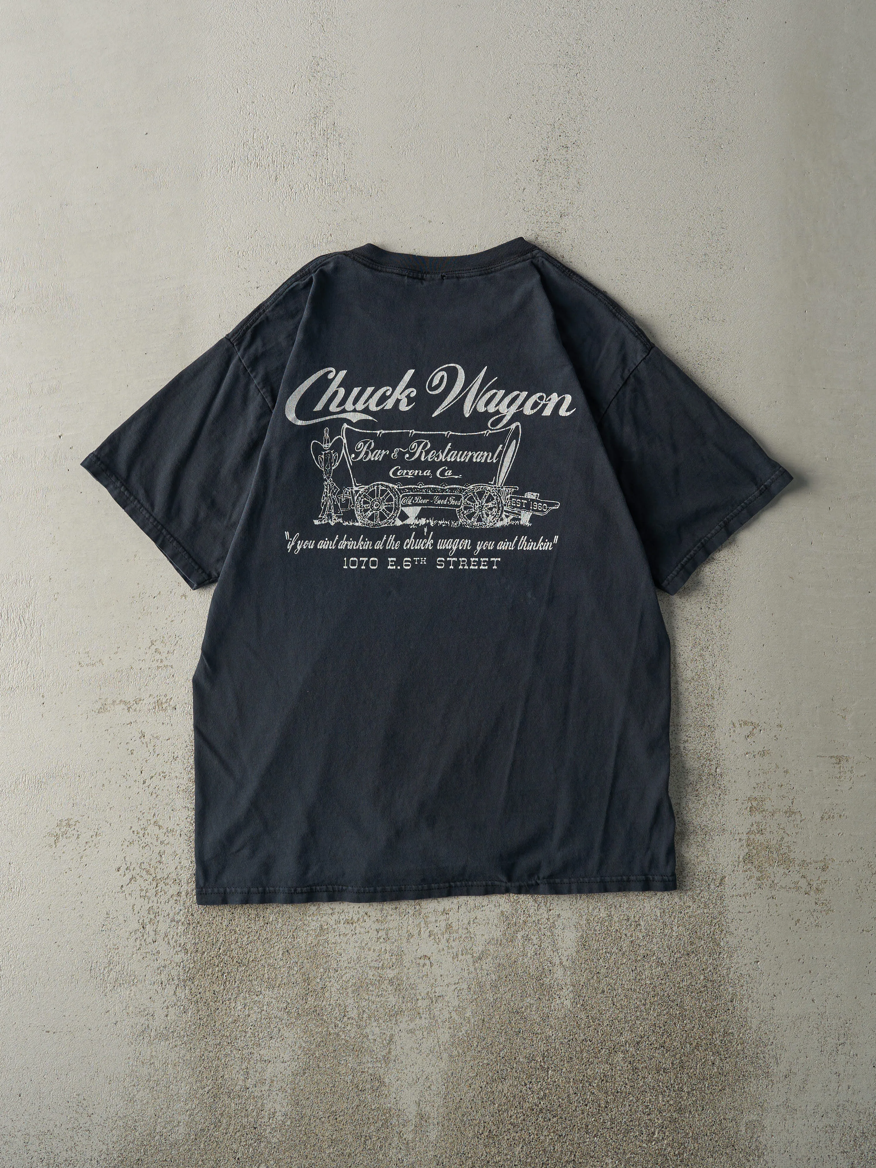 Vintage Y2K Faded Black Chuck Wagon Pocket Tee (M) sold by Rebalance Vintage