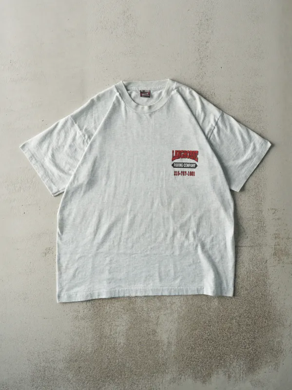 Vintage 90s Heather Grey Langhorne Paving Co Single Stitch Tee (L) sold by Rebalance Vintage