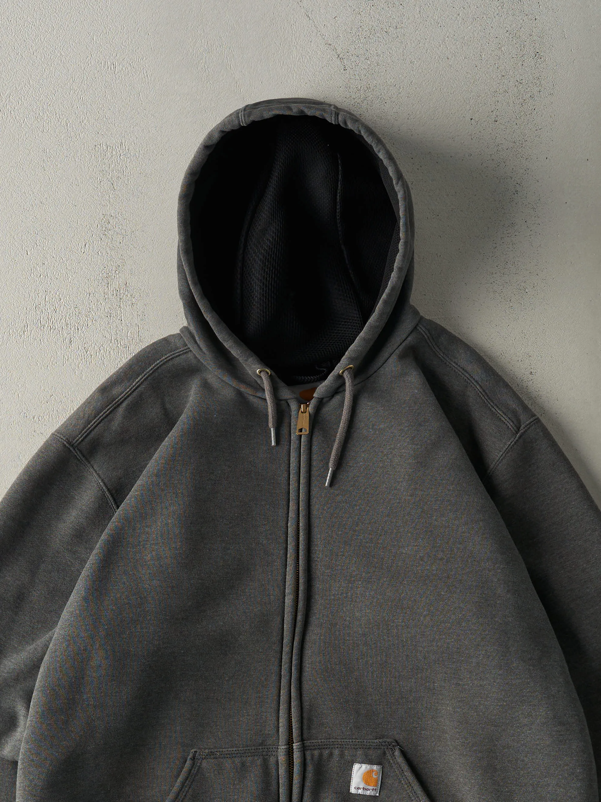 Vintage Y2K Charcoal Grey Carhartt Rain Defender Heavyweight Zip Up Hoodie (L/XL) sold by Rebalance Vintage product image thumbnail 2