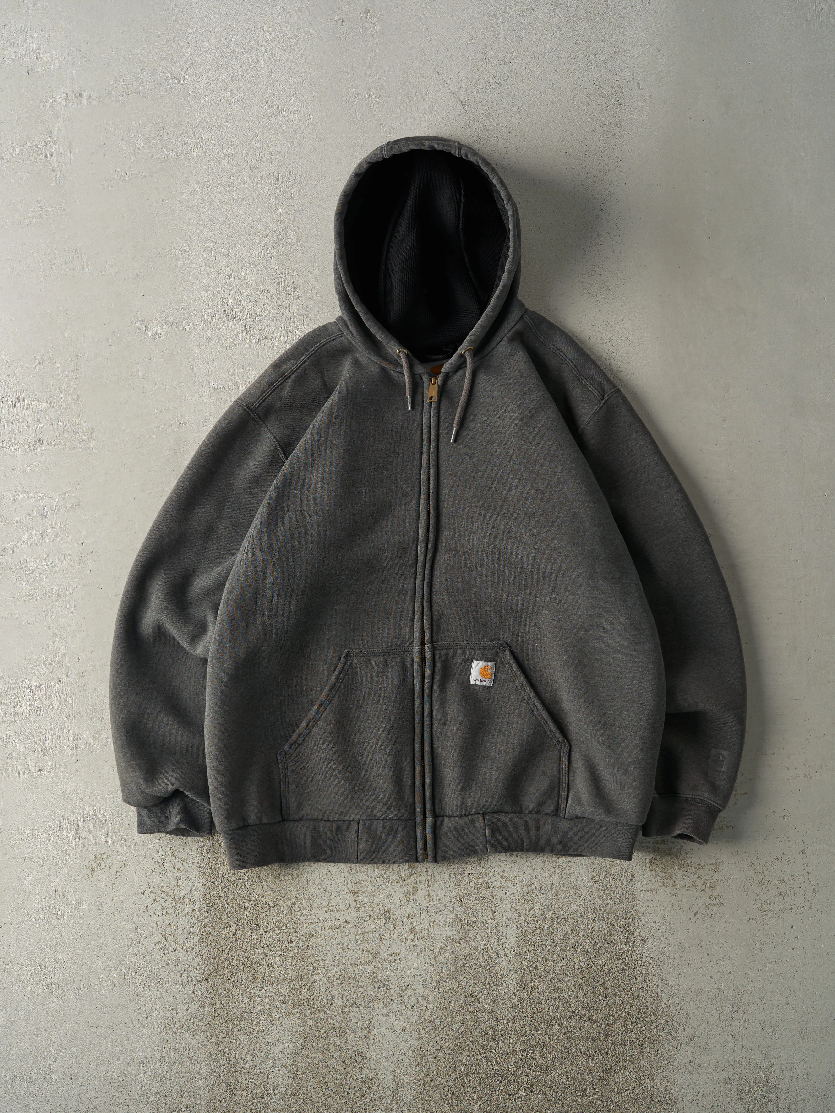Vintage Y2K Charcoal Grey Carhartt Rain Defender Heavyweight Zip Up Hoodie (L/XL) sold by Rebalance Vintage