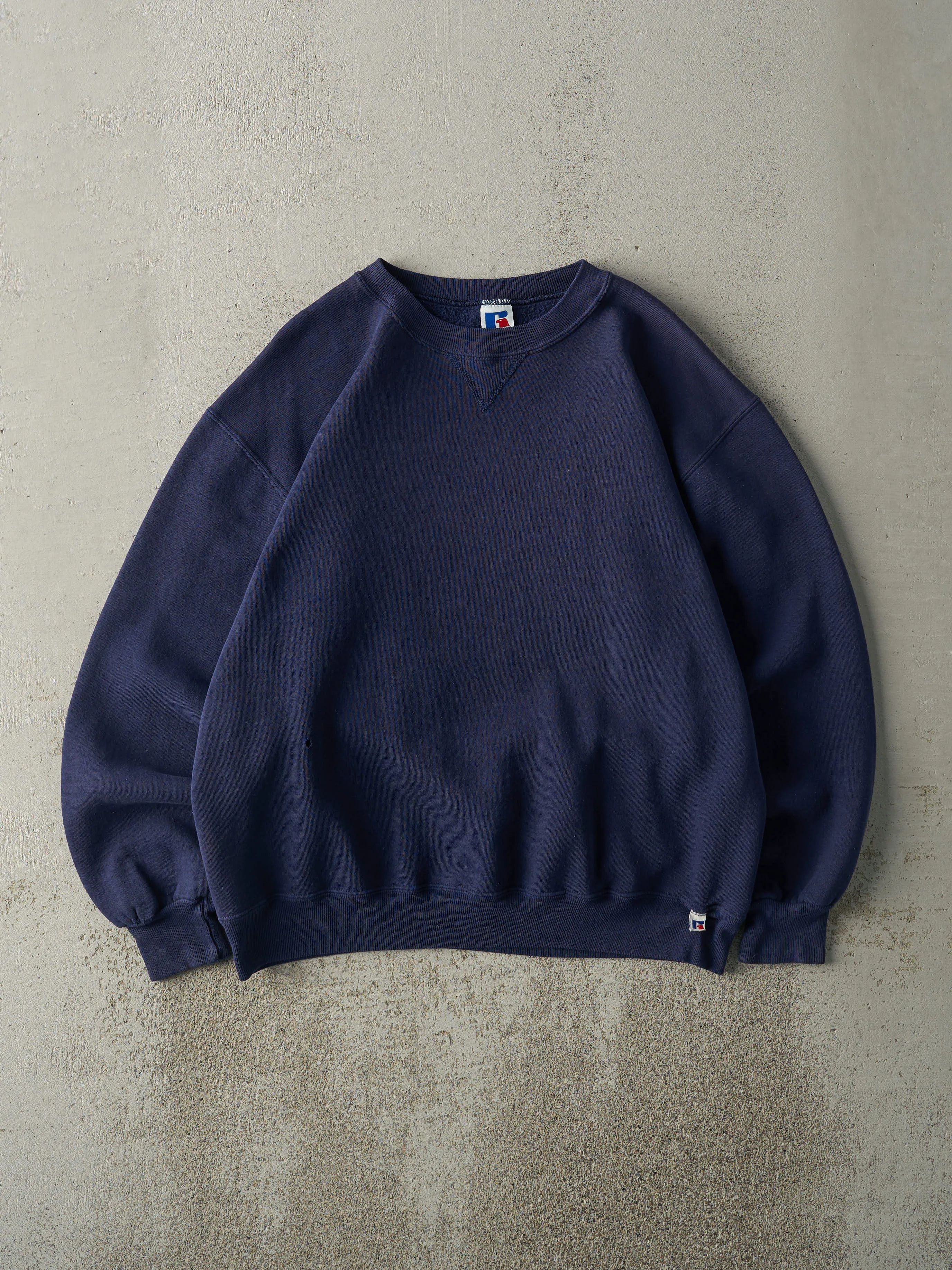 Vintage 90s Navy Blue Russell Athletics Crewneck (L) sold by Rebalance Vintage