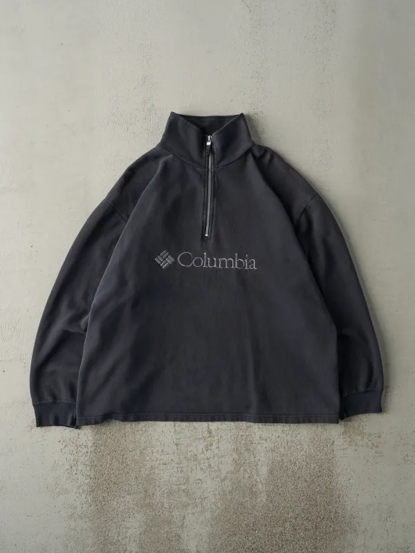 Vintage Y2K Faded Black Embroidered Columbia Quarter Zip Sweatshirt (L/XL) sold by Rebalance Vintage
