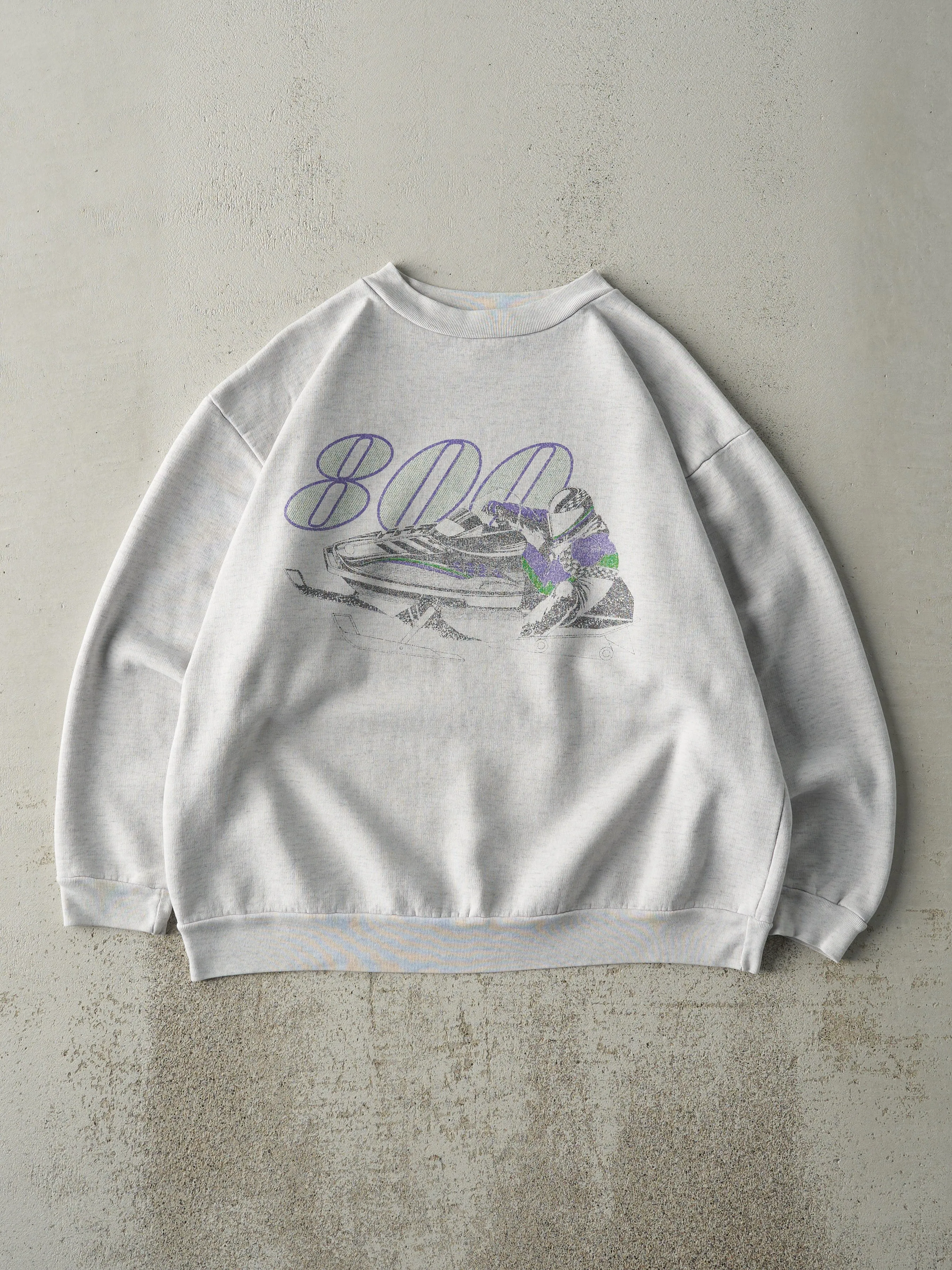 Vintage 90s Heather Grey Snowmobile Boxy Crewneck (L) sold by Rebalance Vintage