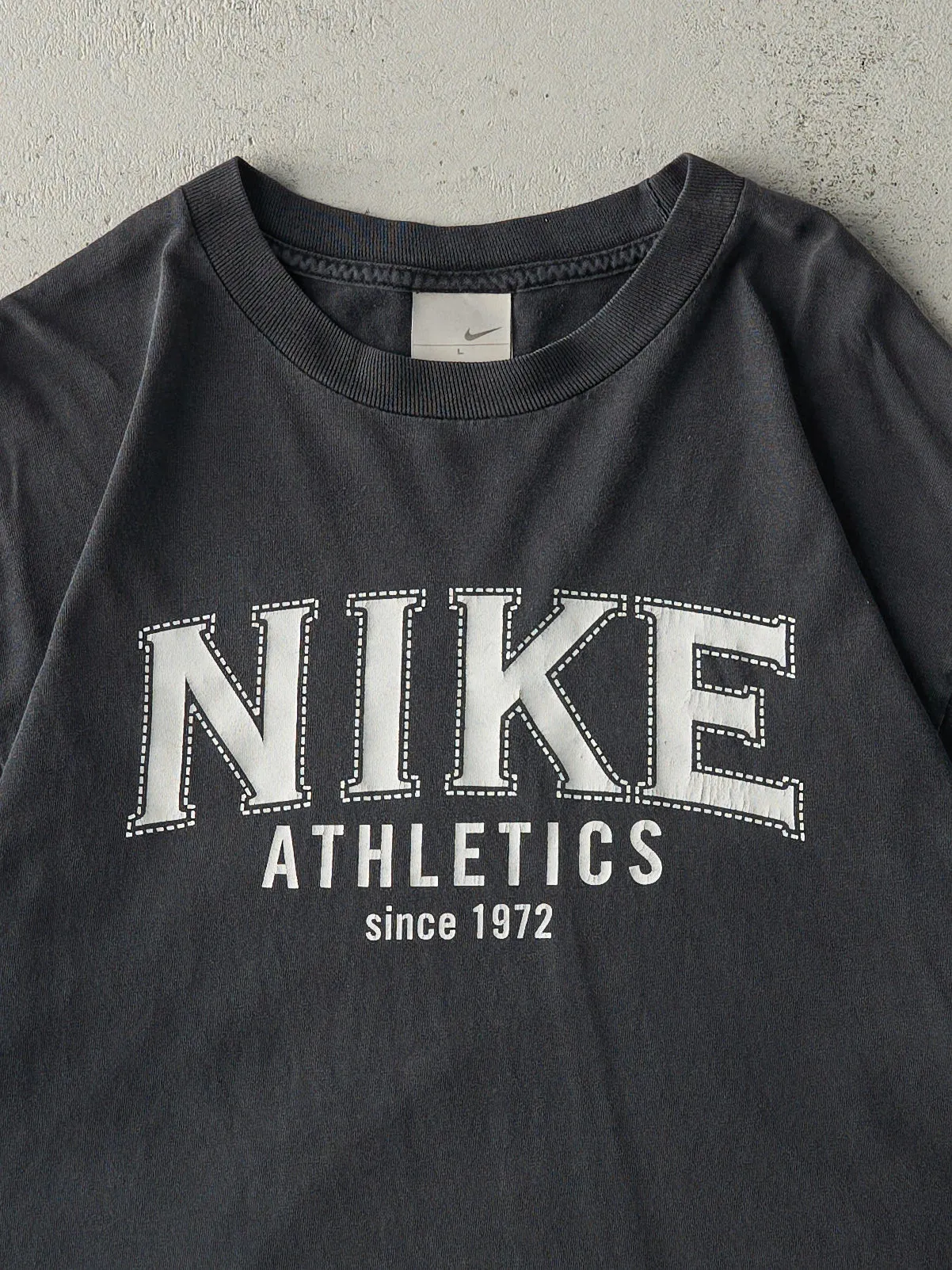 Vintage Y2K Faded Black Nike Athletics Tee (M) sold by Rebalance Vintage product image thumbnail 2