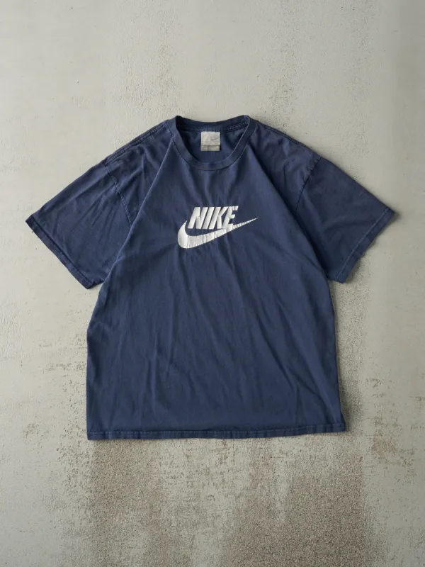 Vintage Y2K Navy Blue Nike Logo Tee (M) sold by Rebalance Vintage