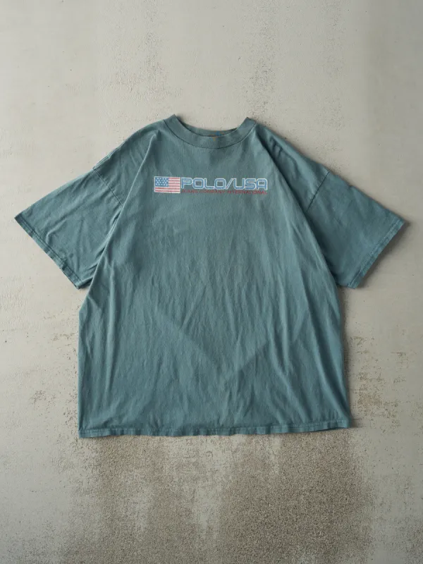 Vintage 90s Washed Green Polo Jeans Co USA Tee (L) sold by Rebalance Vintage