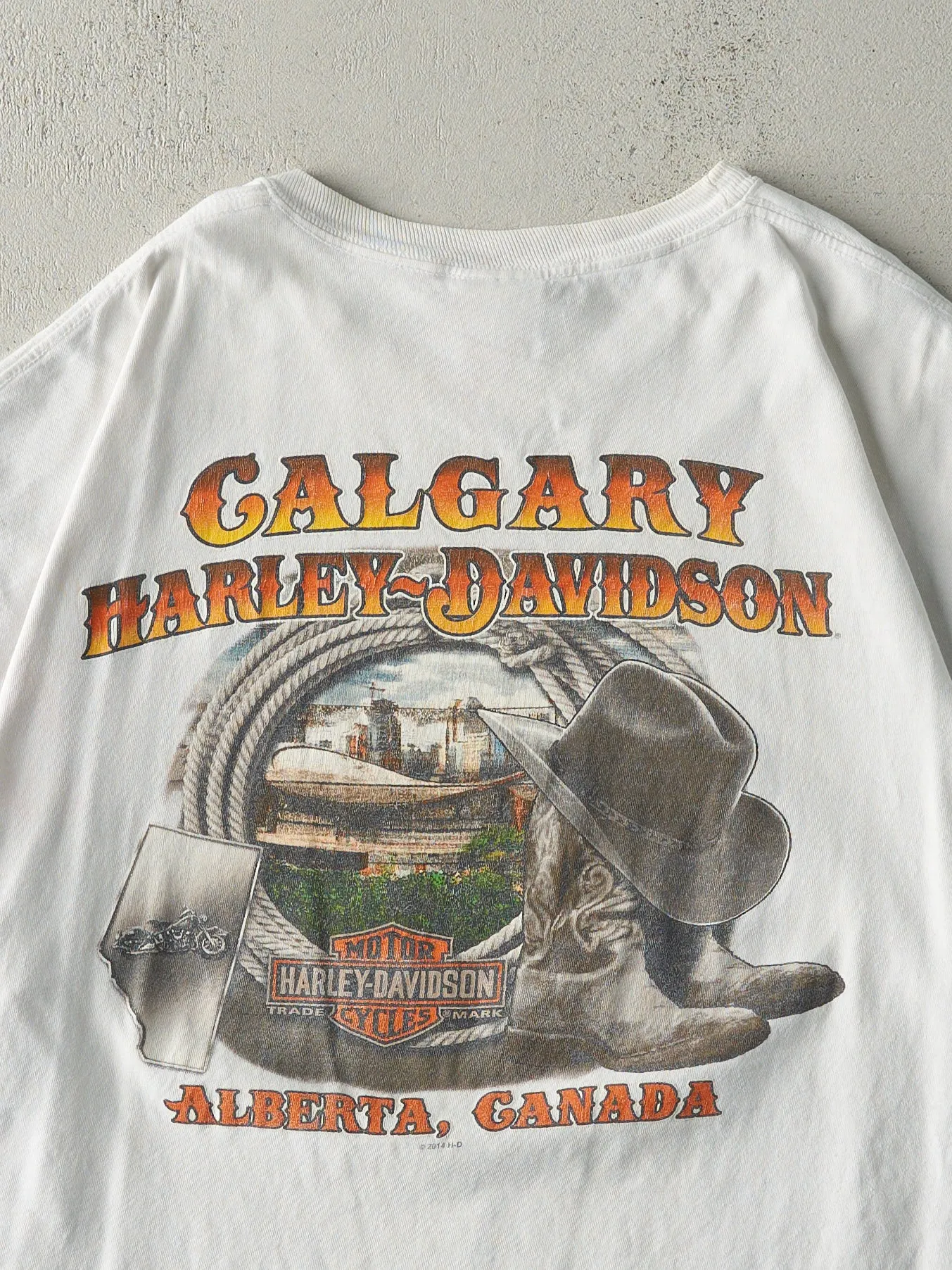 Vintage 11' White Calgary Alberta Harley Davidson "Save A Horse.." Tee (L/XL) sold by Rebalance Vintage product image thumbnail 4