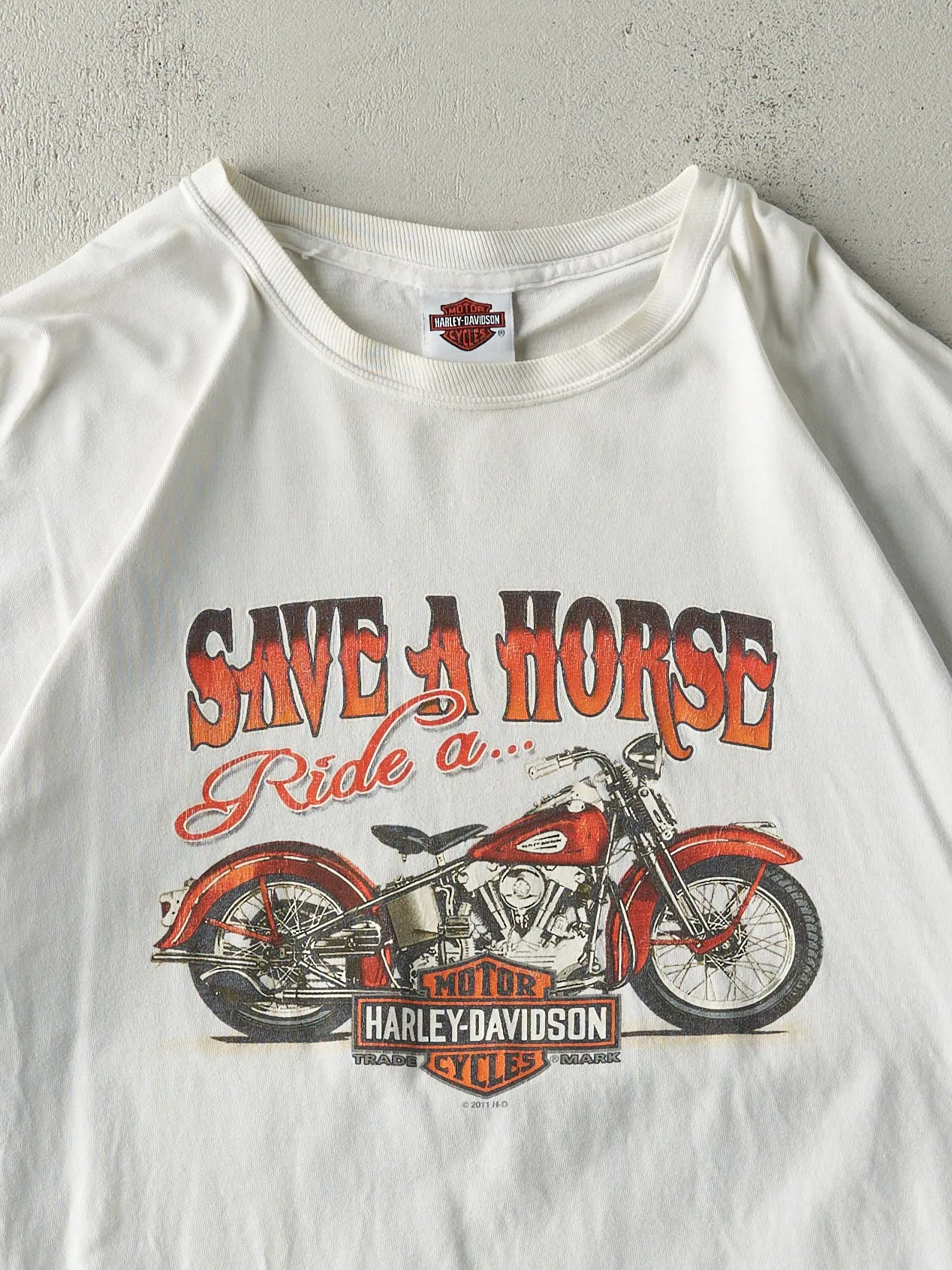 Vintage 11' White Calgary Alberta Harley Davidson "Save A Horse.." Tee (L/XL) sold by Rebalance Vintage product image thumbnail 3