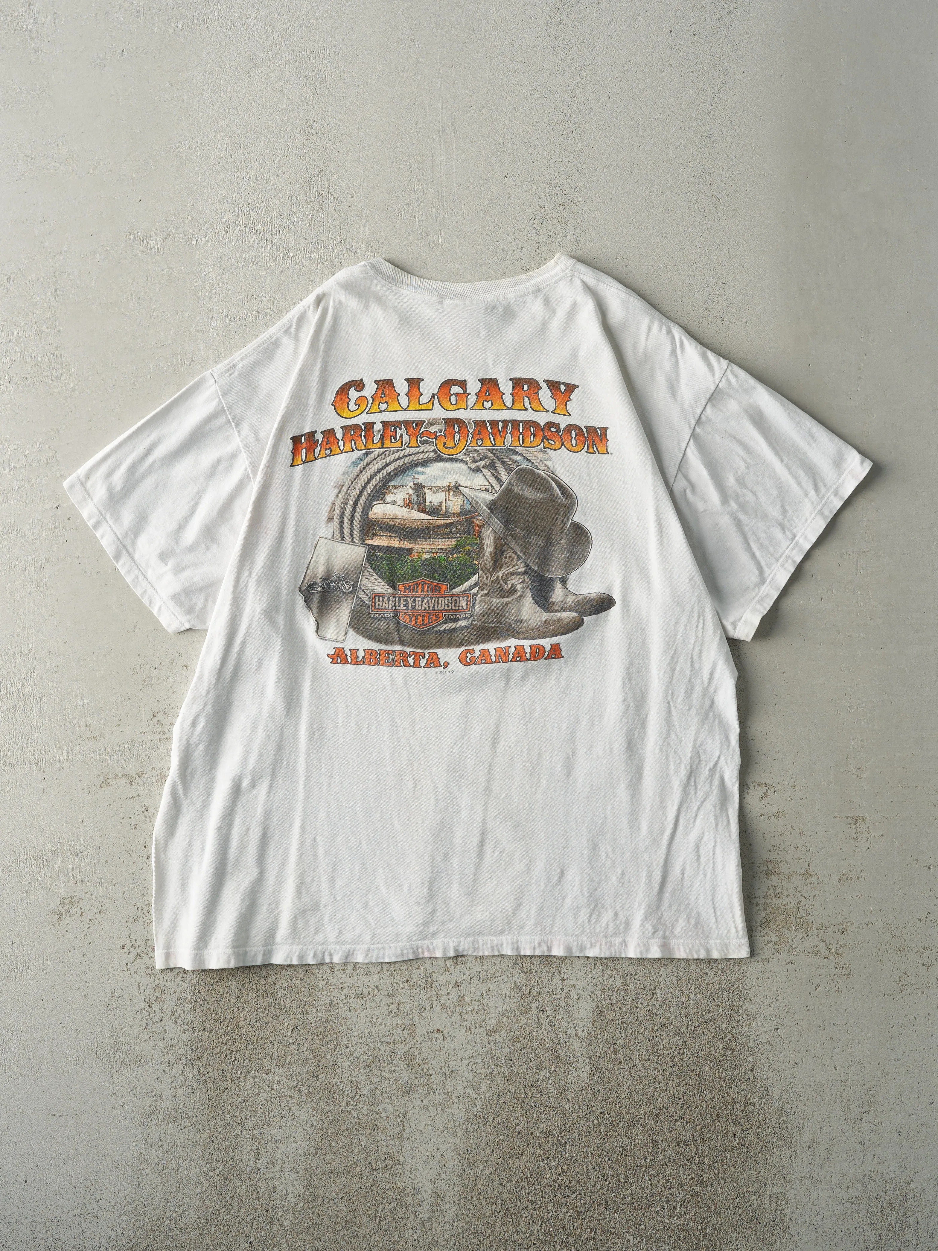 Vintage 11' White Calgary Alberta Harley Davidson "Save A Horse.." Tee (L/XL) sold by Rebalance Vintage product image thumbnail 2