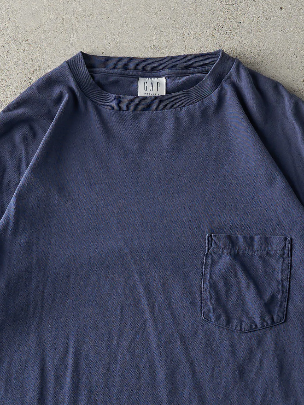 Vintage 90s Navy Blue Single Stitch Pocket Tee (M) sold by Rebalance Vintage product image thumbnail 2