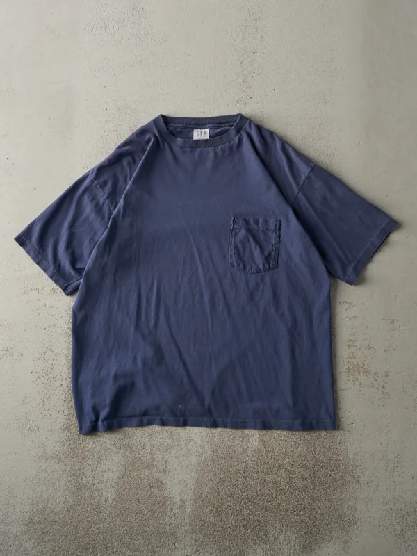 Vintage 90s Navy Blue Single Stitch Pocket Tee (M) sold by Rebalance Vintage