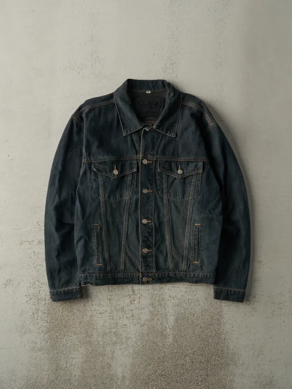 Vintage 90s Dark Wash Hard Rock Cafe Puerto Vallarta Embroidered Denim Jacket (L) sold by Rebalance Vintage