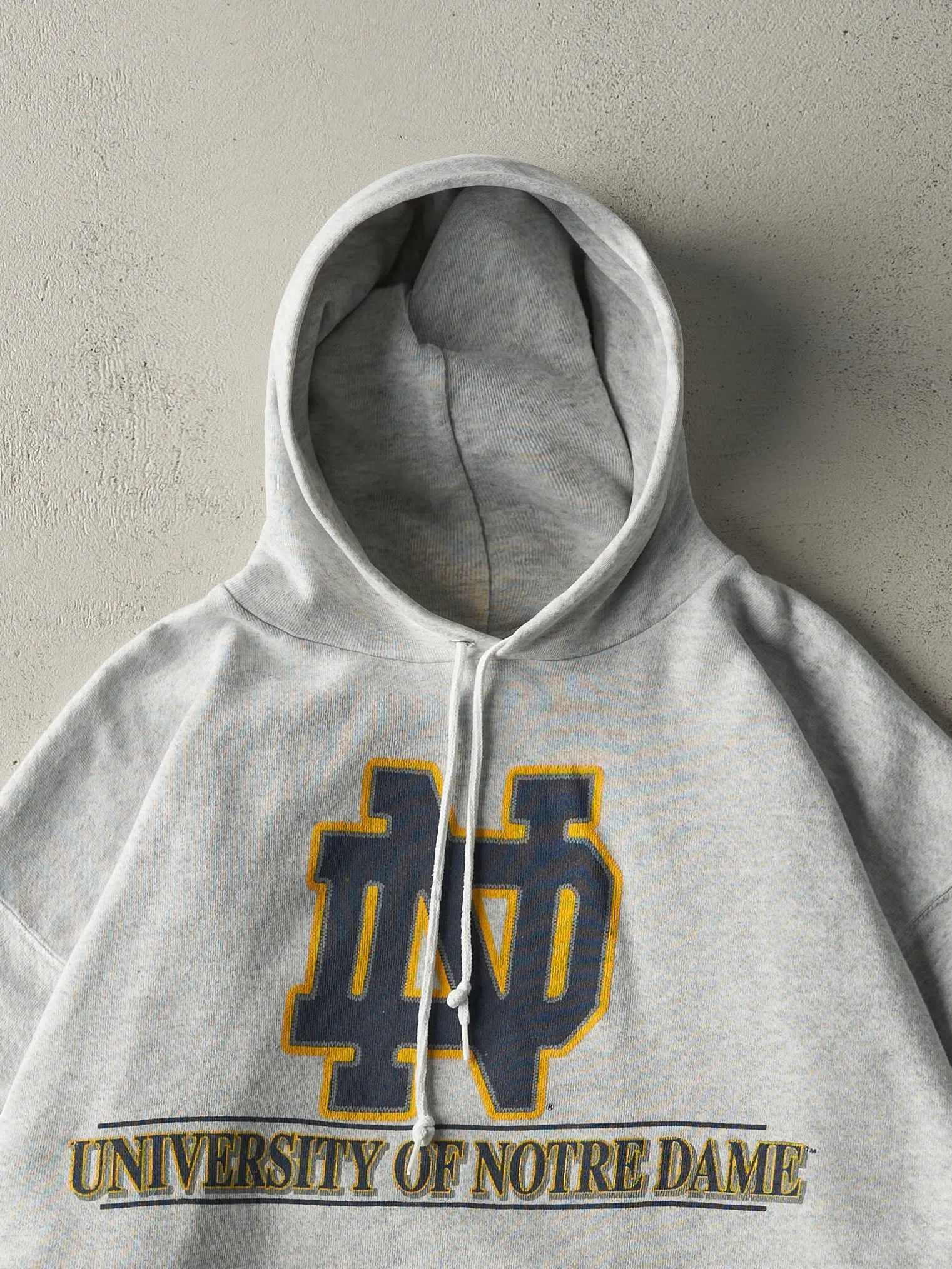 Vintage 90s Heather Grey University of Notre Dame Hoodie (L) sold by Rebalance Vintage product image thumbnail 2