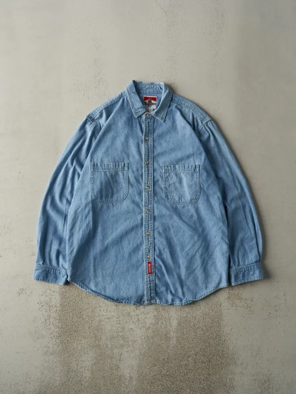 Vintage 90s Light Wash Marlboro Denim Button Up (L) sold by Rebalance Vintage