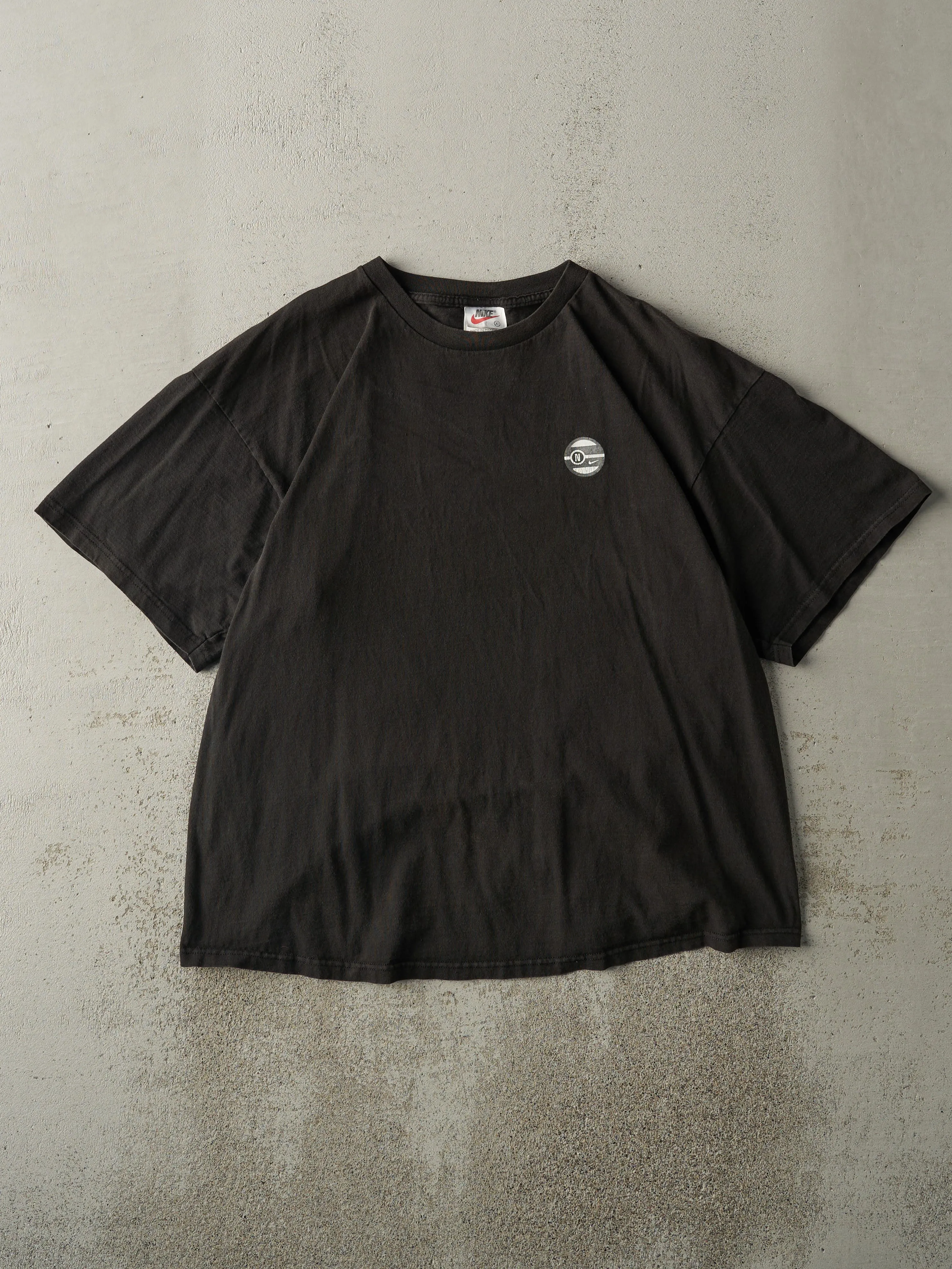 Vintage 90s Black Nike Logo Tee (L) sold by Rebalance Vintage
