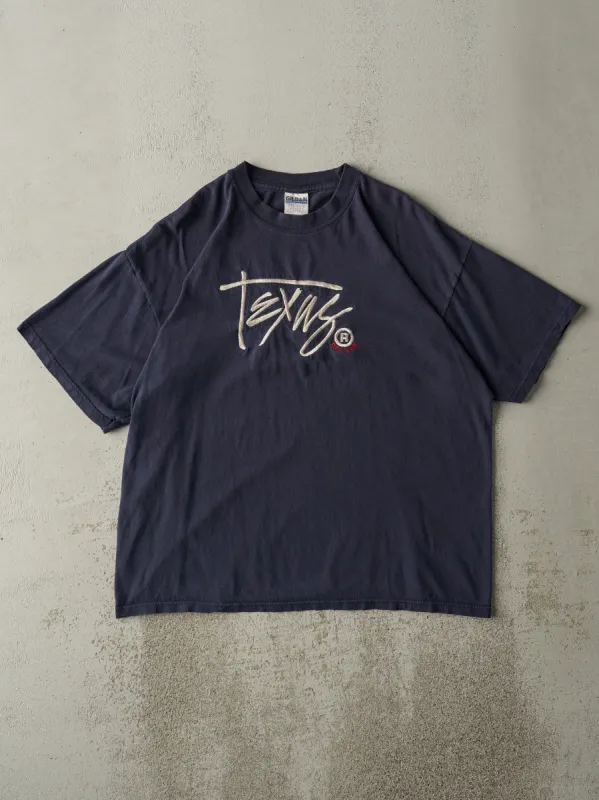 Vintage Y2K Navy Blue Embroidered Dallas Texas Tee (L) sold by Rebalance Vintage
