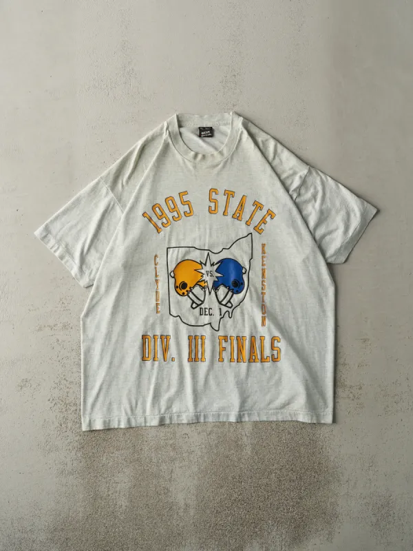 Vintage 95' Heather Grey Clyde vs Kenston State Finals Single Stitch Tee (L/XL) sold by Rebalance Vintage