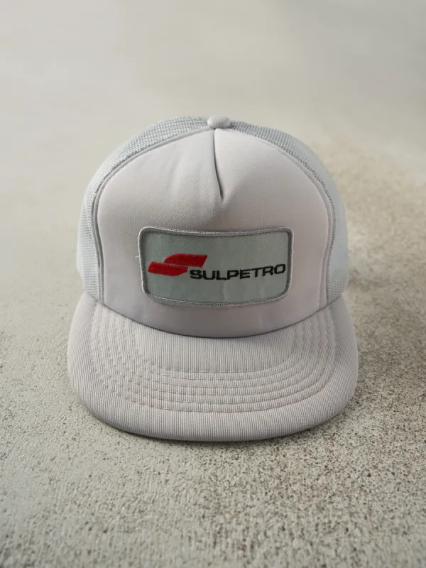 Vintage 80s Grey Sulpetro Patch Foam Trucker Hat sold by Rebalance Vintage