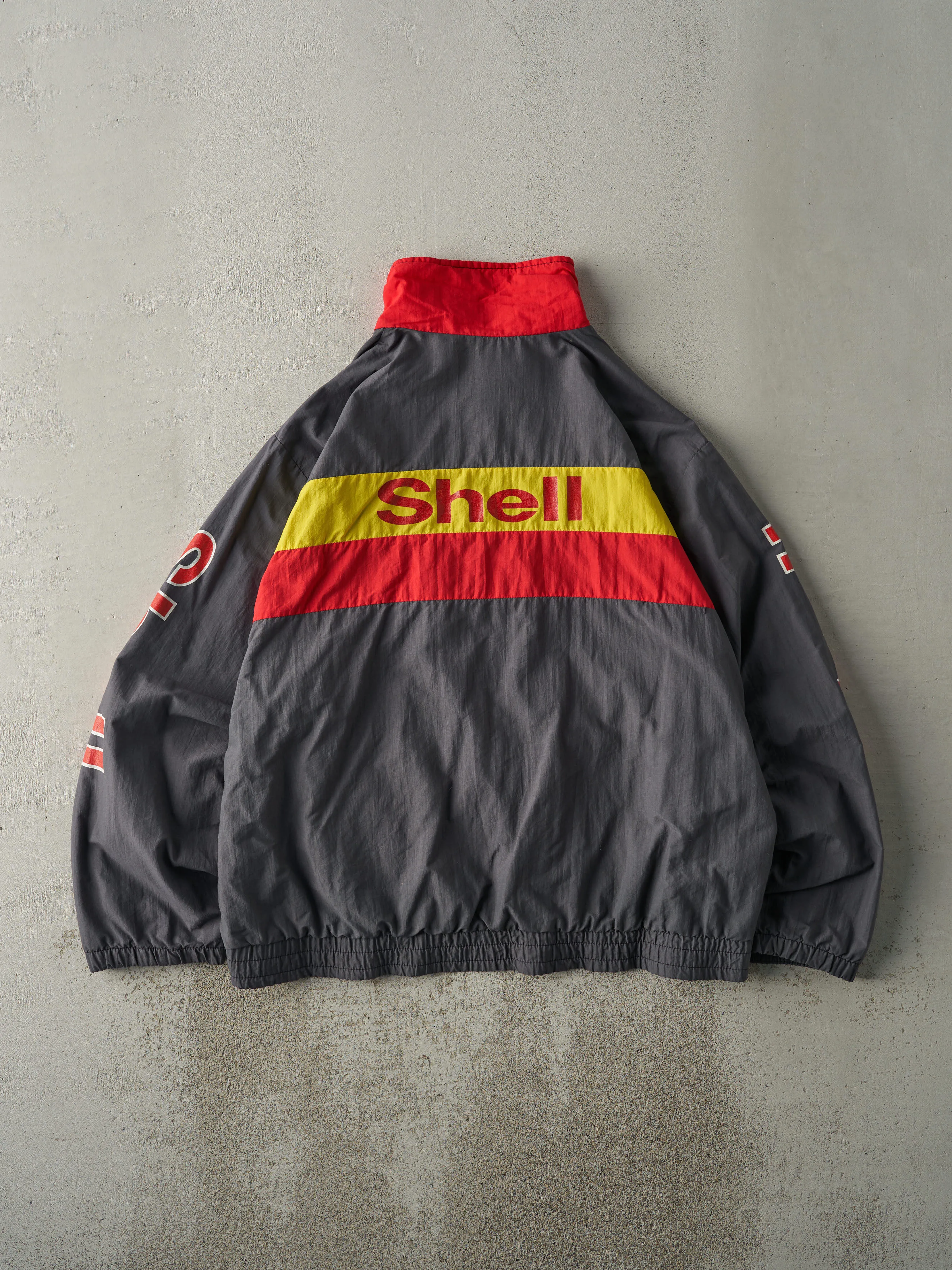 Vintage 90s Grey, Red & Yellow Shell Racing Jacket (XXL) sold by Rebalance Vintage product image thumbnail 2