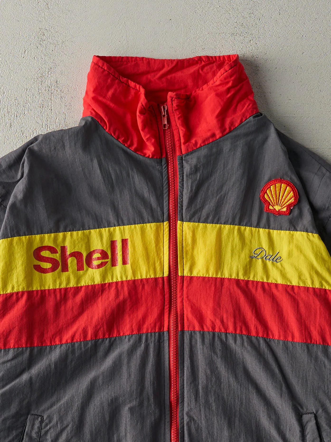 Vintage 90s Grey, Red & Yellow Shell Racing Jacket (XXL) sold by Rebalance Vintage product image thumbnail 3