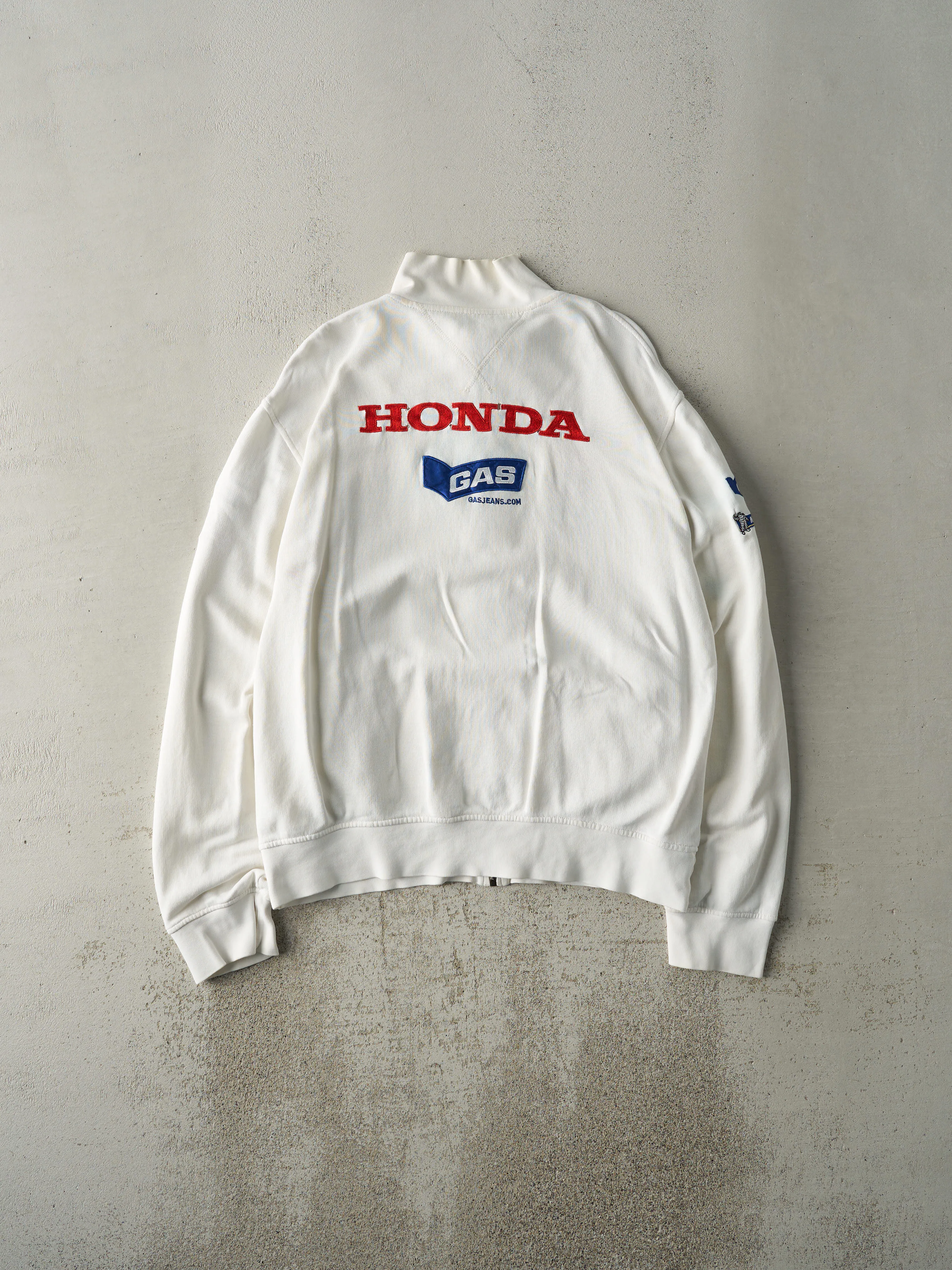 Vintage Y2K White Honda Racing Gas Zip Up Sweatshirt (L) sold by Rebalance Vintage product image thumbnail 2
