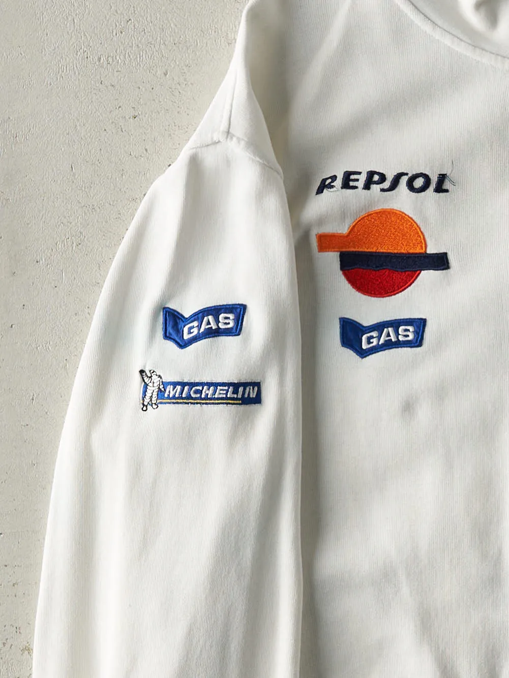 Vintage Y2K White Honda Racing Gas Zip Up Sweatshirt (L) sold by Rebalance Vintage product image thumbnail 5