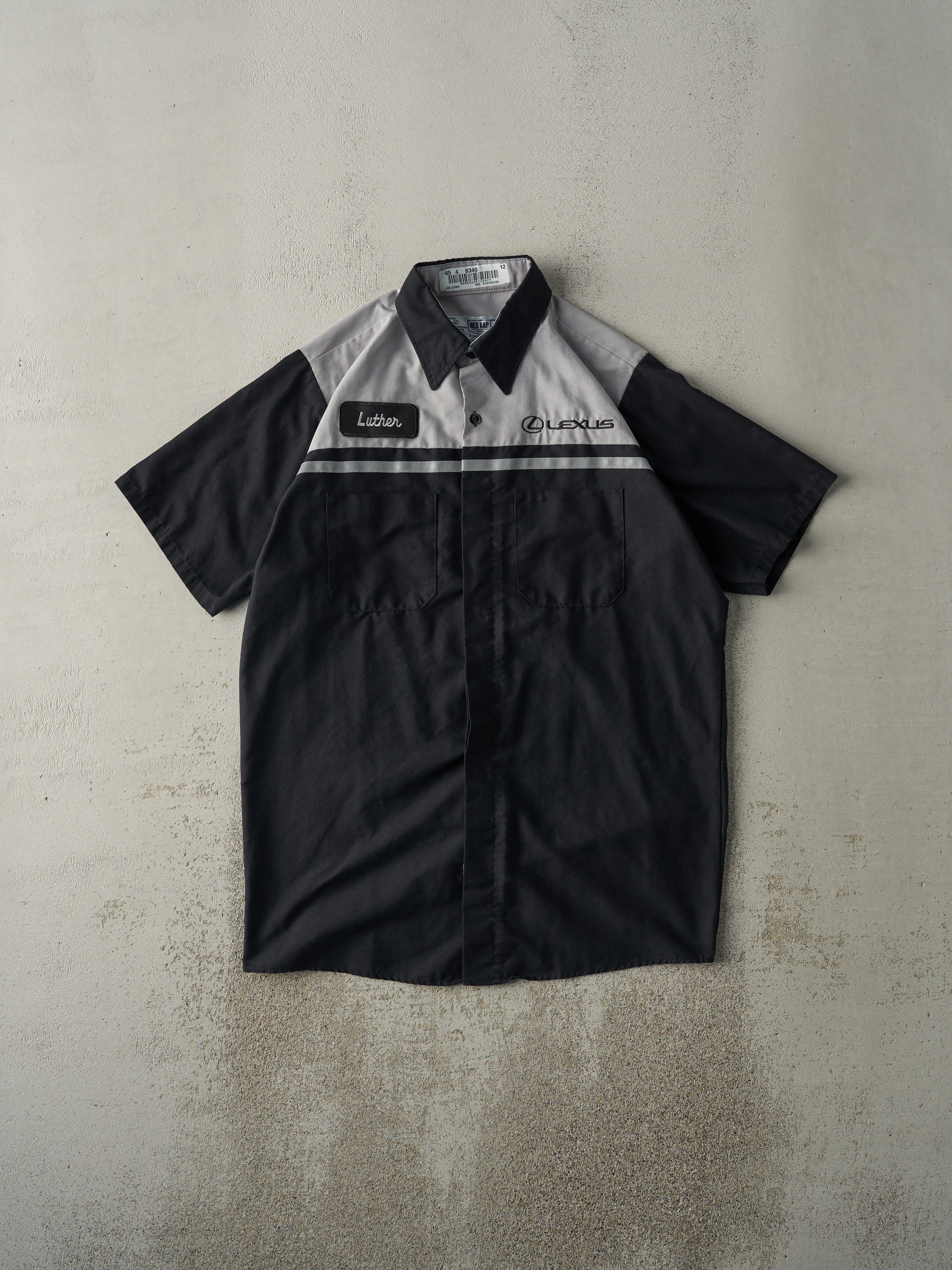 Vintage Y2K Black & Grey Lexus Button Up Mechanic Tee (M/L) sold by Rebalance Vintage