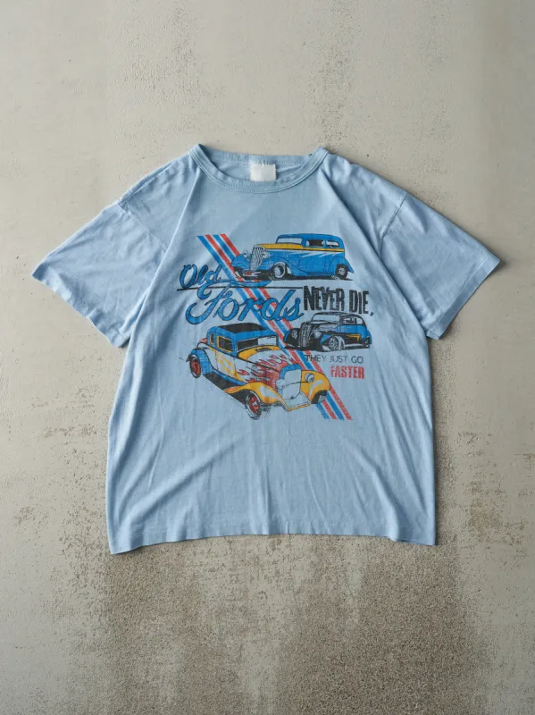 Vintage 80s Blue "Old Ford's Never Die" Tee (M) sold by Rebalance Vintage