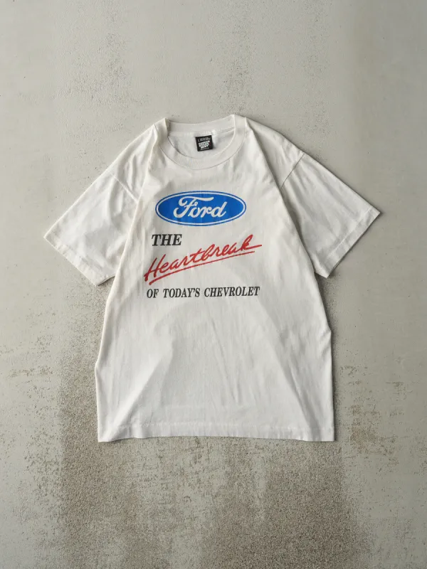 Vintage 90s White Ford Slogan Single Stitch Tee (M) sold by Rebalance Vintage