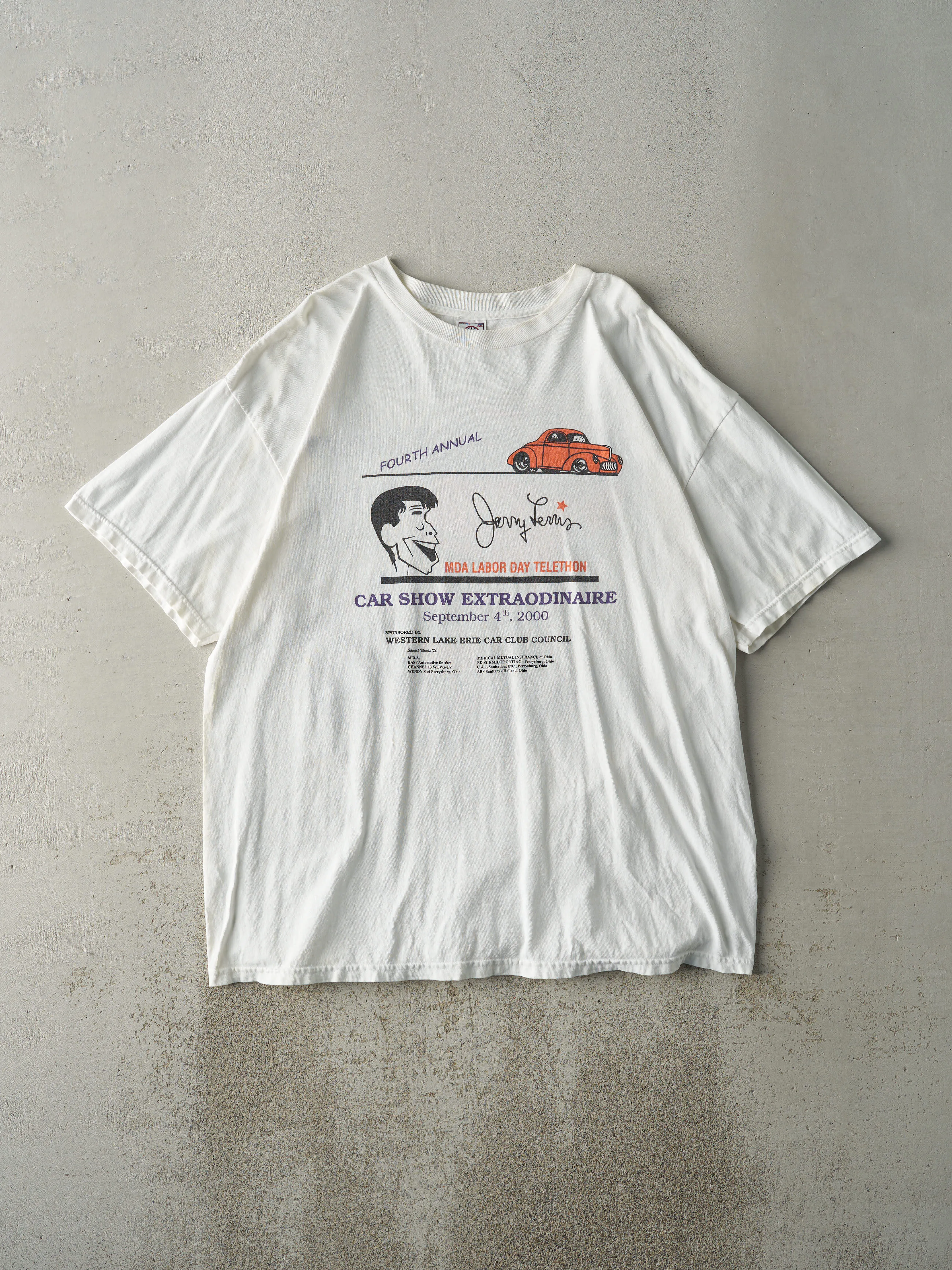 Vintage 00' White Car Show Extraodinaire Tee (XL) sold by Rebalance Vintage