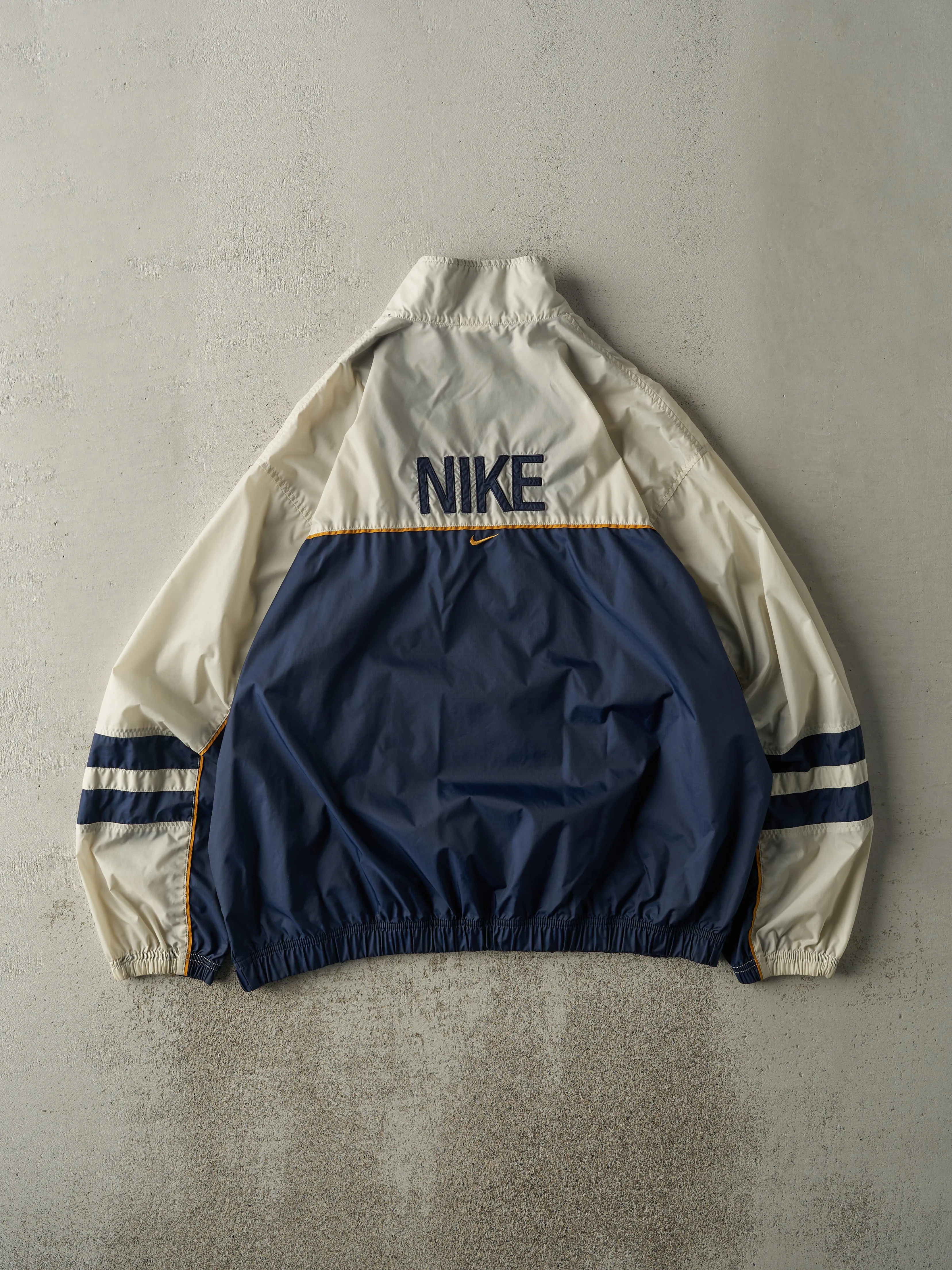 Vintage 90s Navy Blue & Beige Nike Windbreaker Jacket (XL) sold by Rebalance Vintage product image thumbnail 2