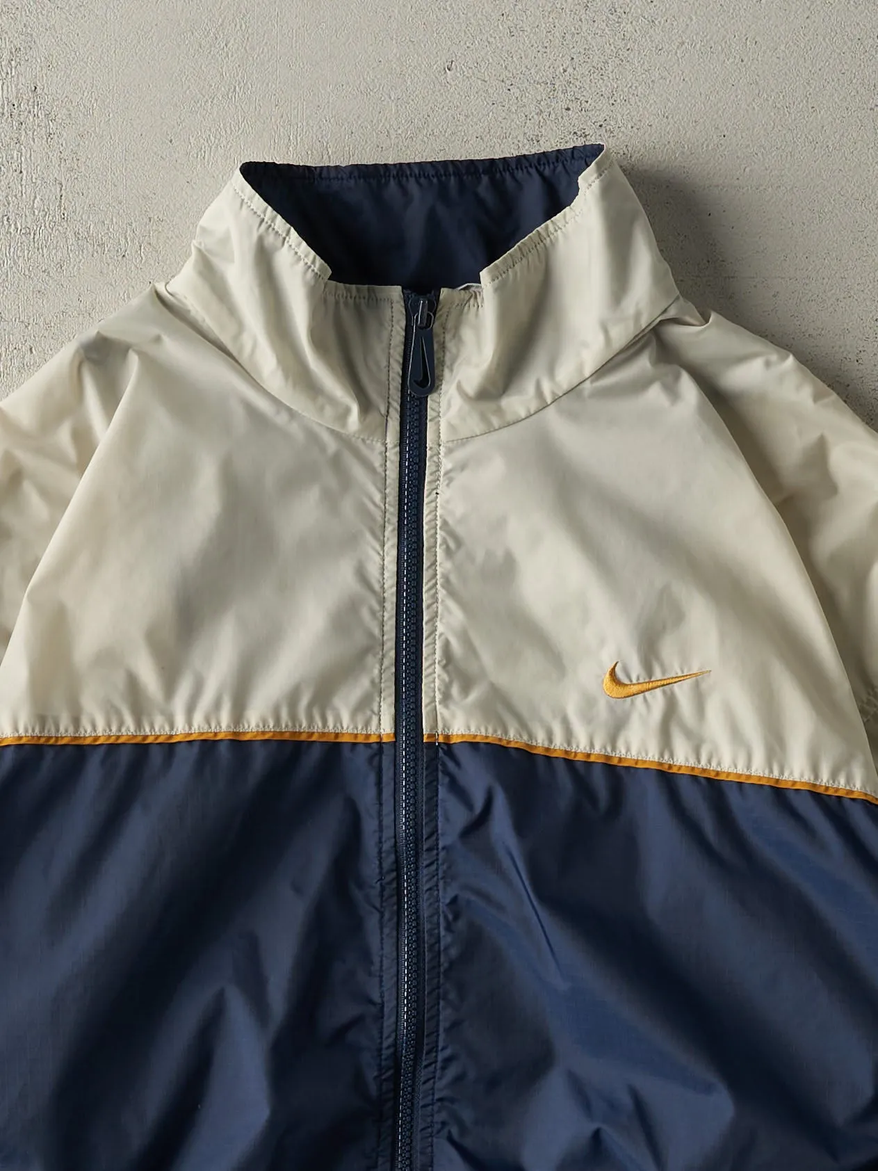 Vintage 90s Navy Blue & Beige Nike Windbreaker Jacket (XL) sold by Rebalance Vintage product image thumbnail 3