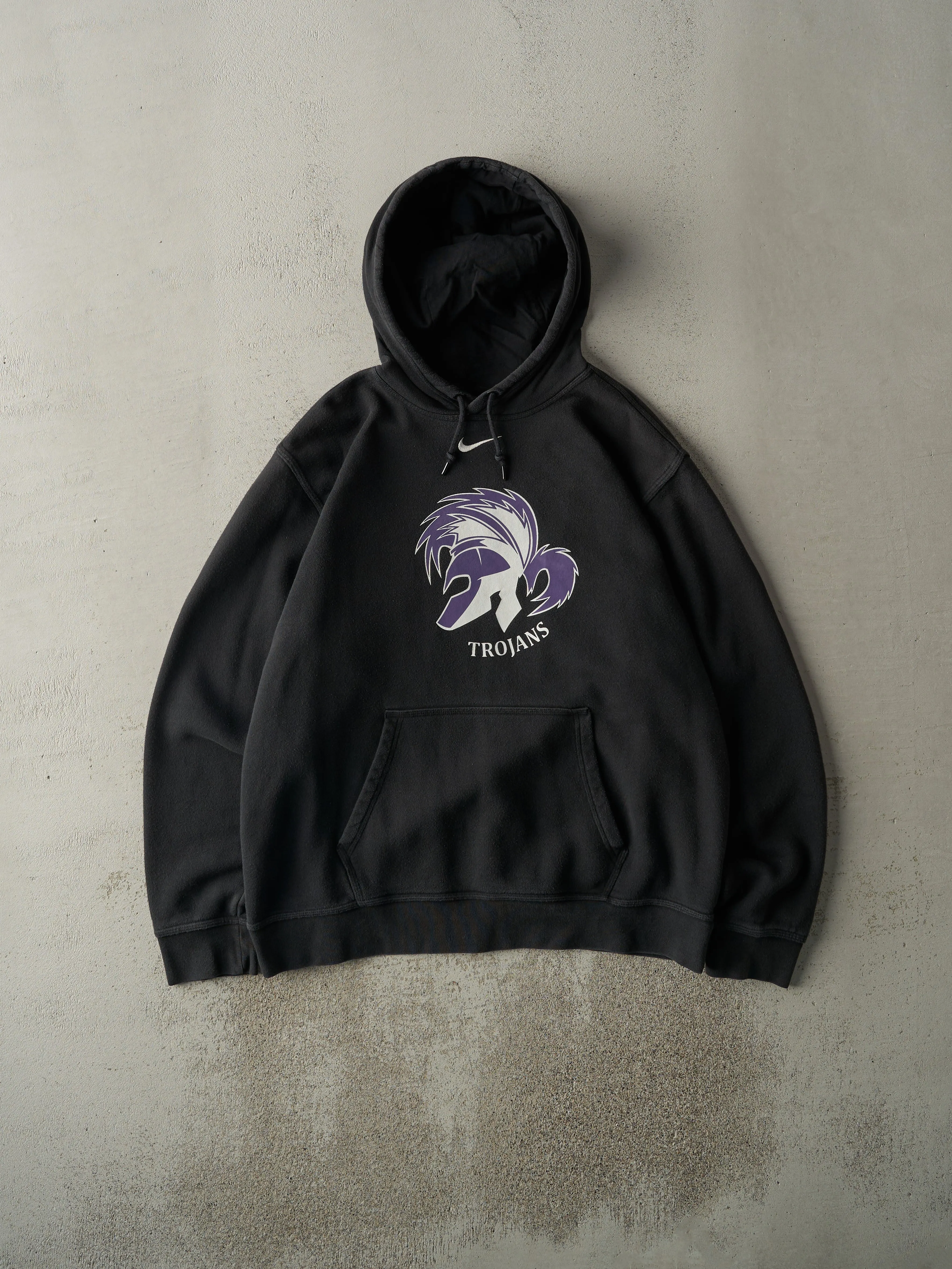 Vintage Y2K Black Nike Swoosh Trojans Hoodie (L) sold by Rebalance Vintage