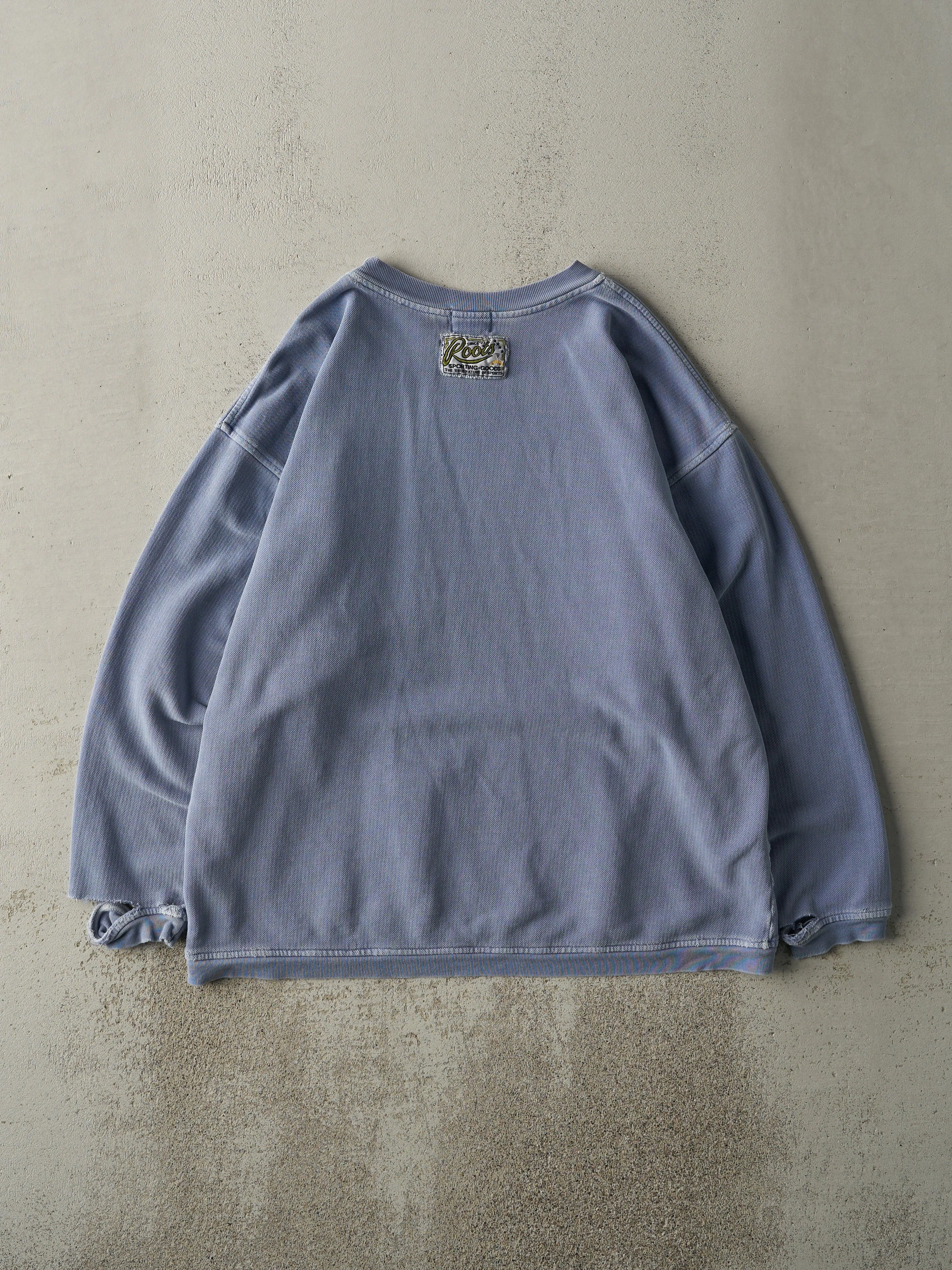 Vintage 90s Washed Blue Roots NHLPA Textured Crewneck (L) sold by Rebalance Vintage product image thumbnail 2