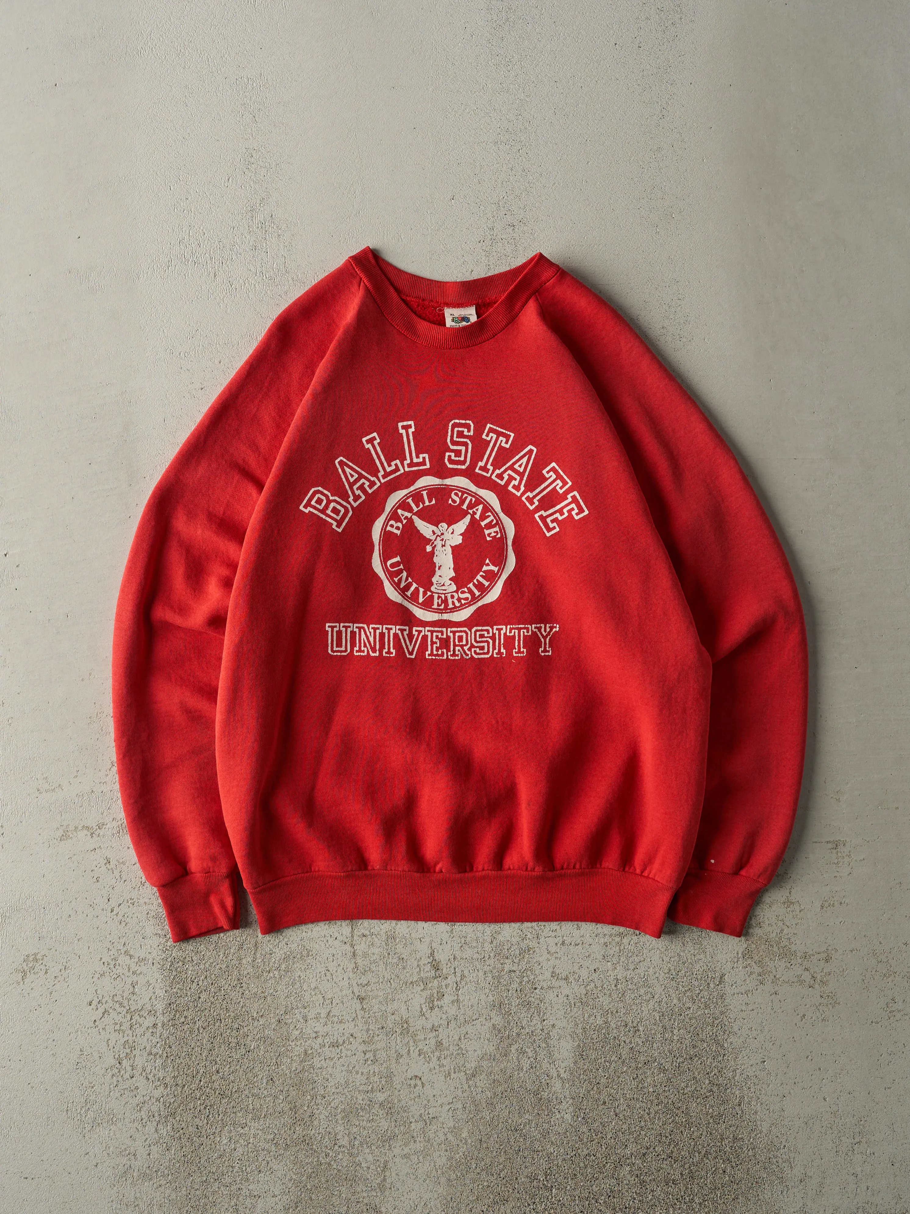 Vintage 80s Red Ball State University Crewneck (L) sold by Rebalance Vintage